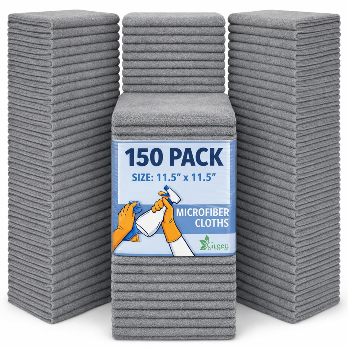 Microfiber Cleaning Cloth 11.5" x 11.5" 150 Pack (150 Count)