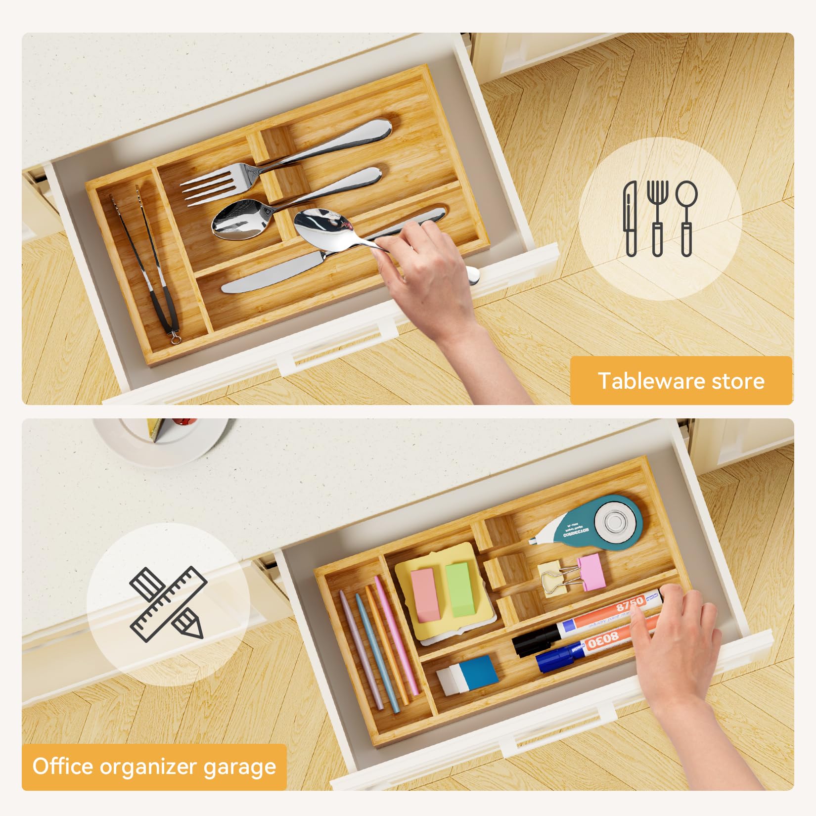 Bamboo Silverware Organizer
