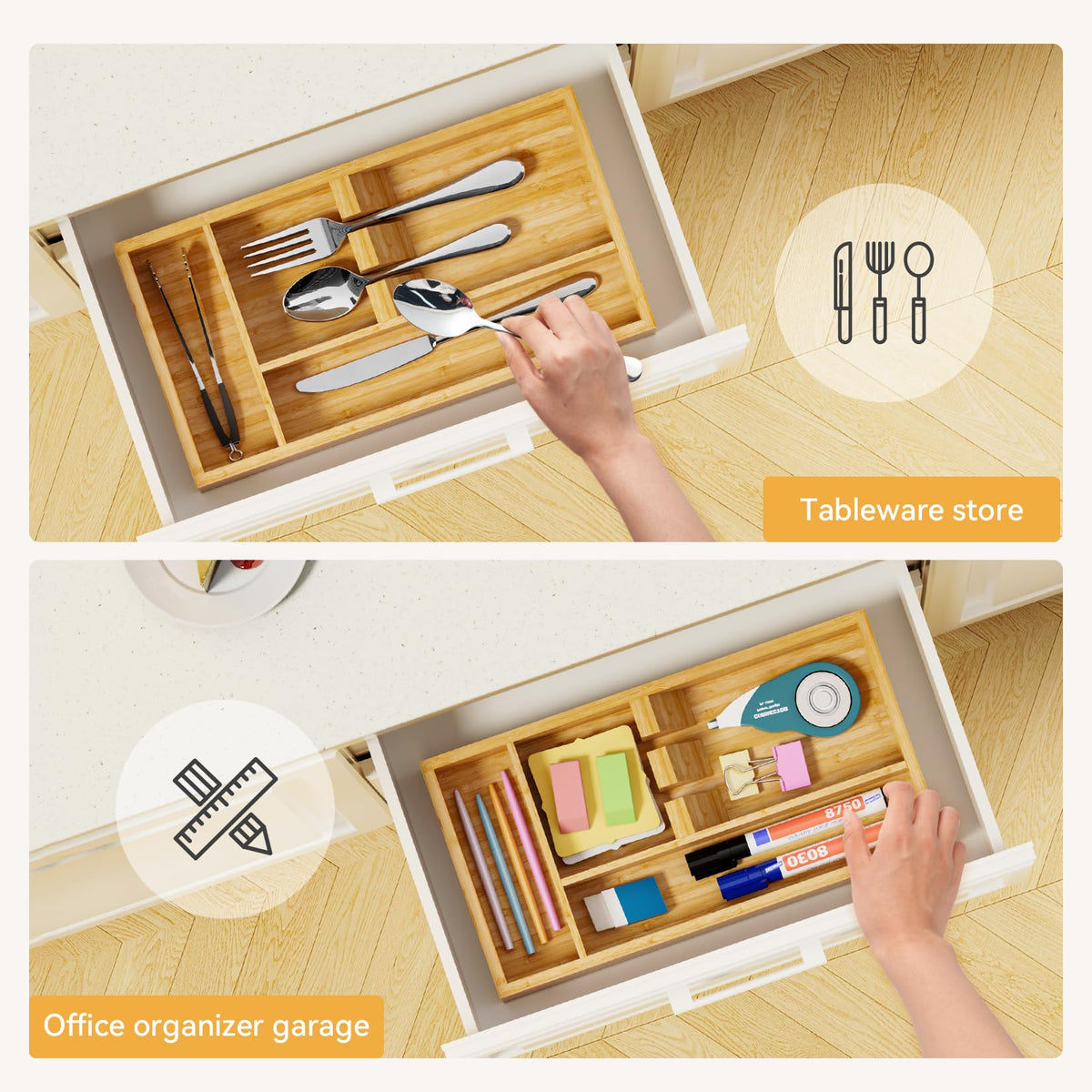 Bamboo Silverware Organizer