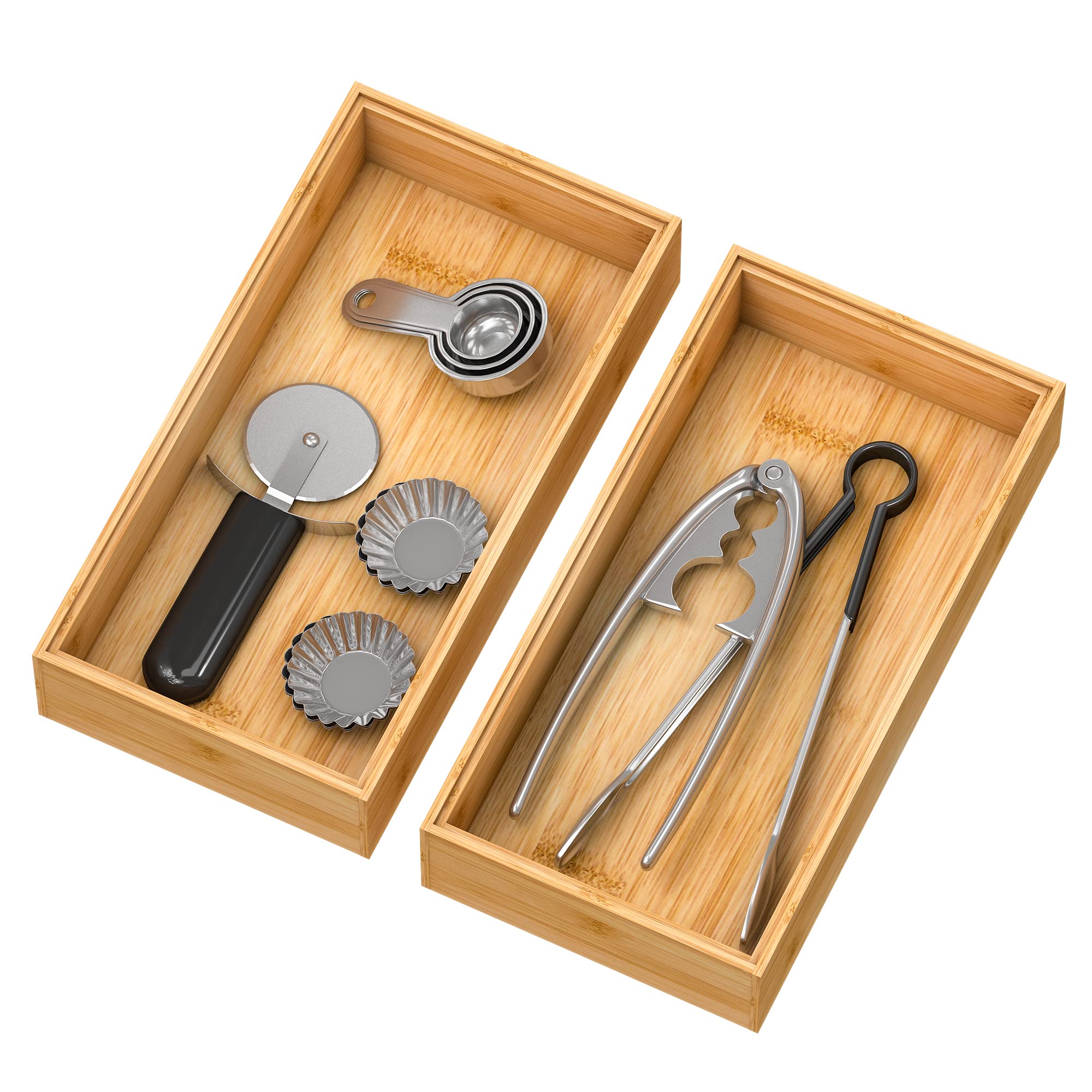 Bamboo Kitchen Drawer Organizer 12"x 6" (2 Count)