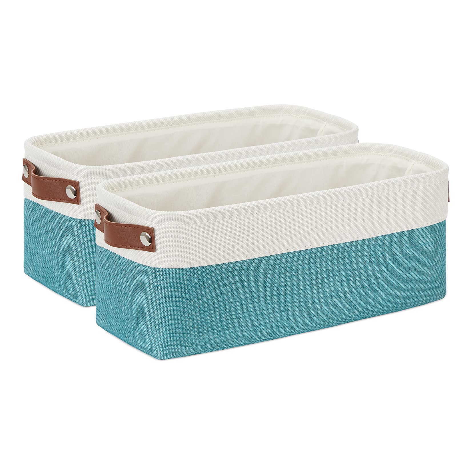 Small Bathroom Closet Storage Baskets Canvas Fabric Storage Bins for Toilet 2 Pack Collapsible Home Organizer With Handles (2 Count)