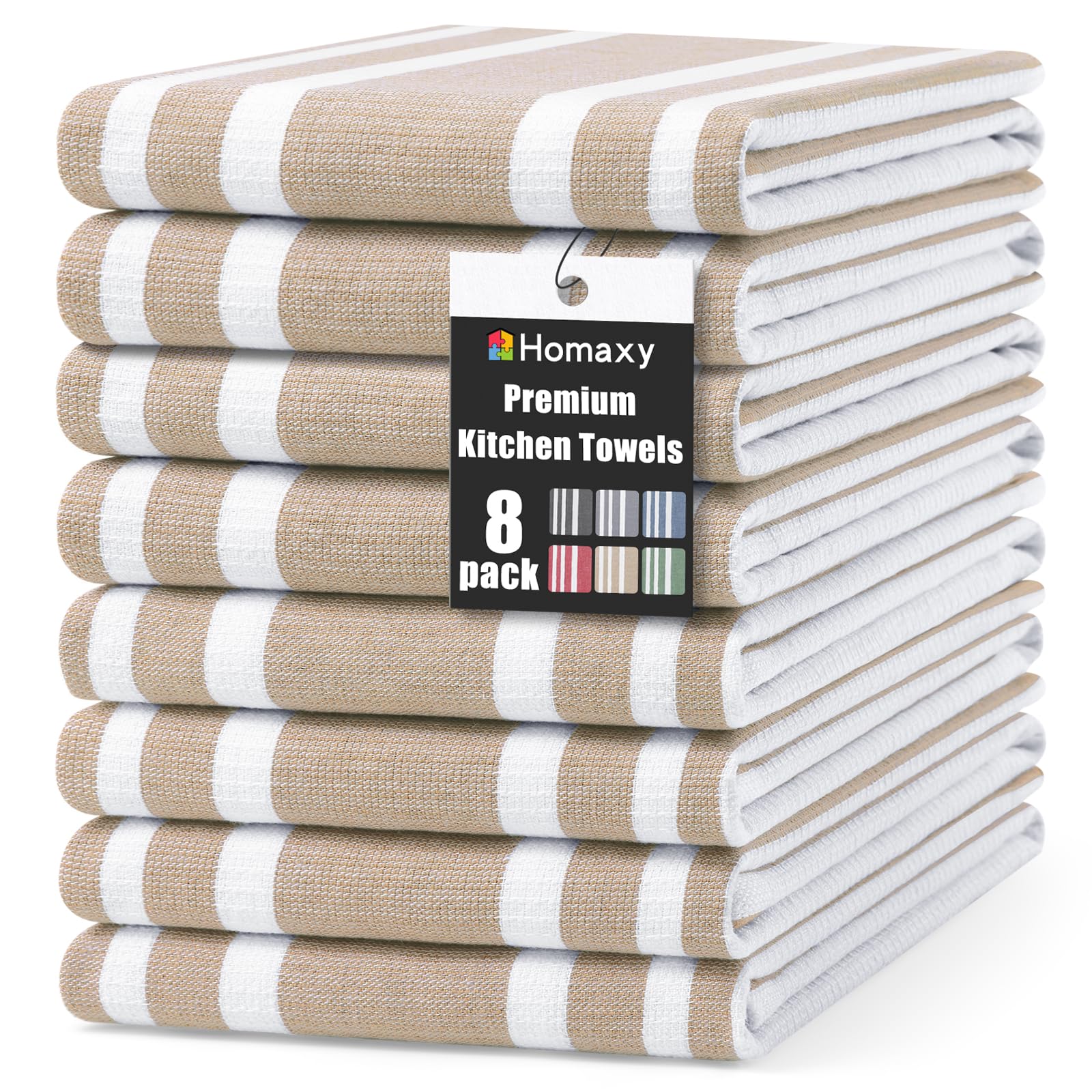 Premium Cotton Stripe Kitchen Towels 8 Pack (8 Count)
