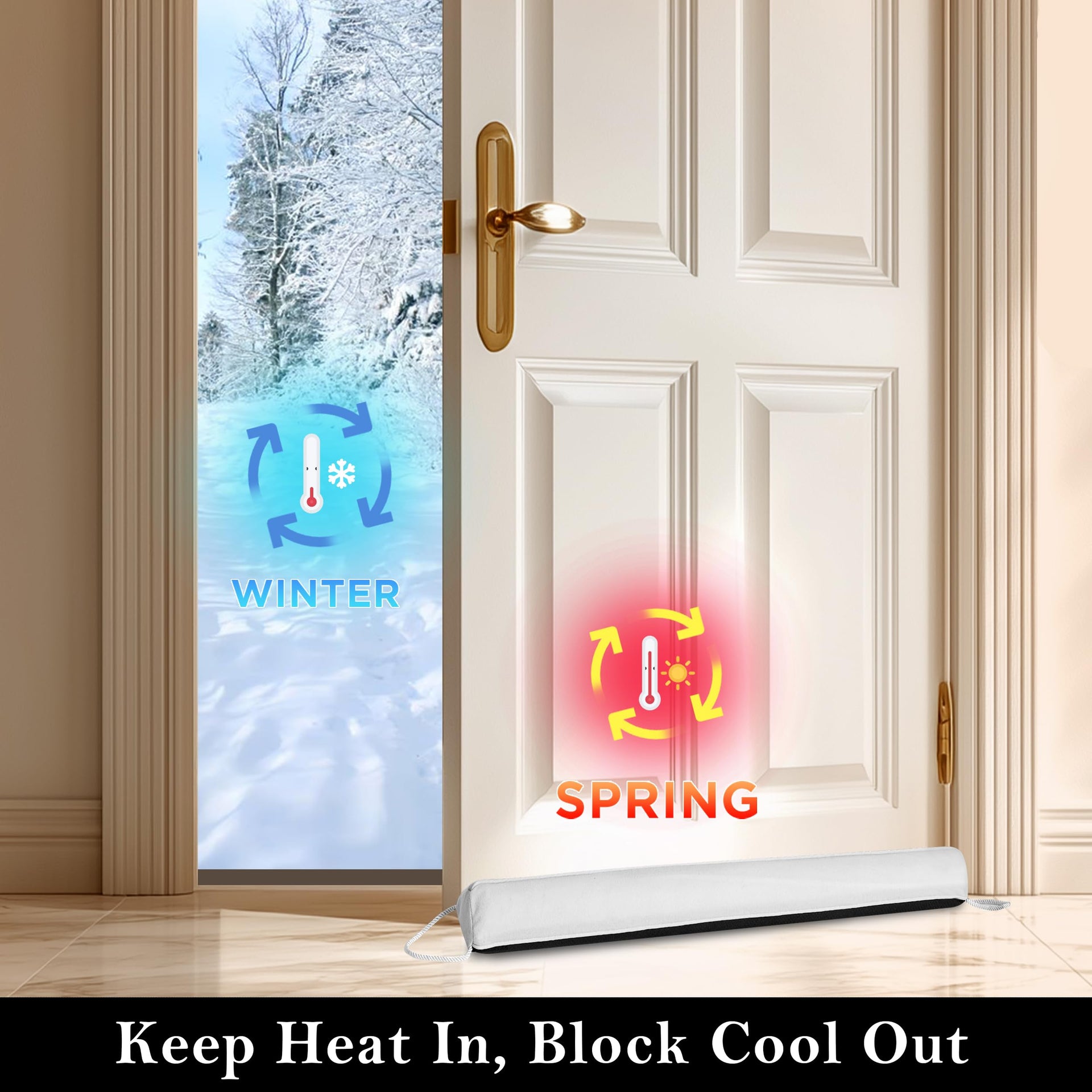 Door Draft Stopper with Removable Washable Cover