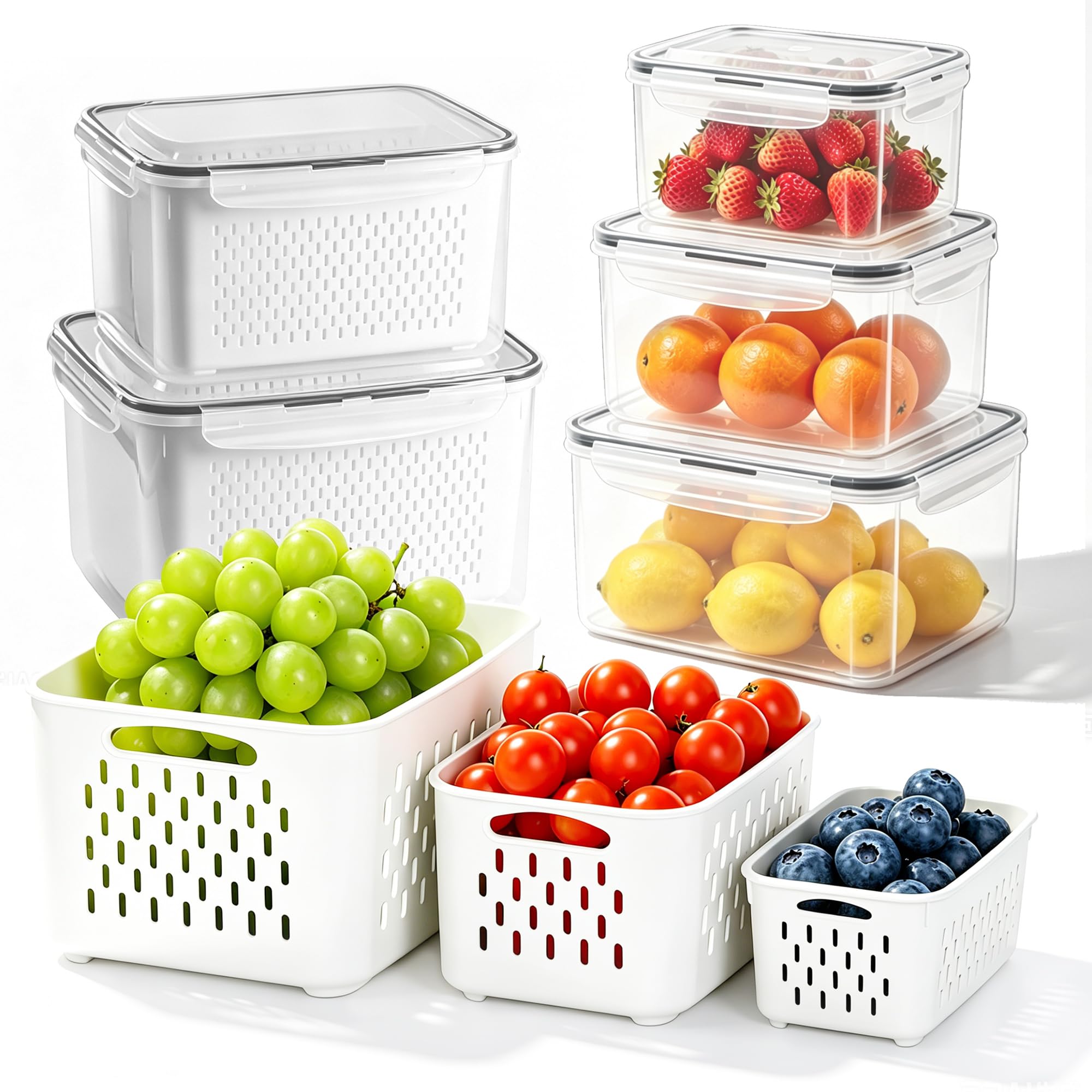 5 Pack Fruit Storage Containers for Fridge (2 Count)