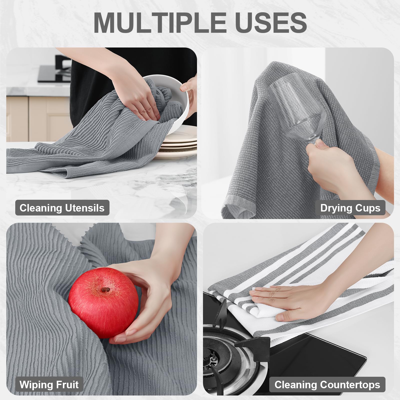 Cotton 380 GSM Premium Kitchen Towels (12 Count)