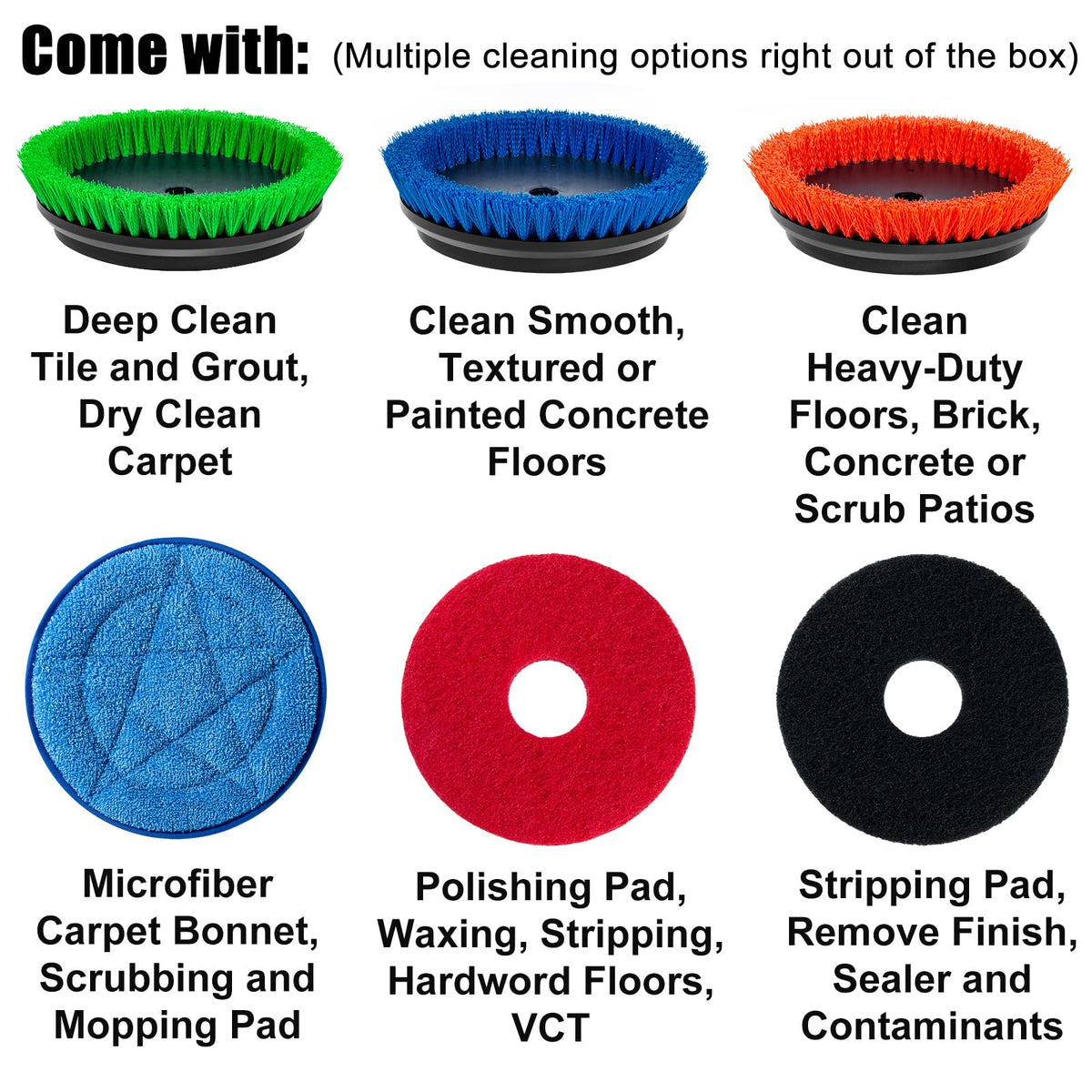 Commercial Floor Scrubber Machine with Brushes and Pads
