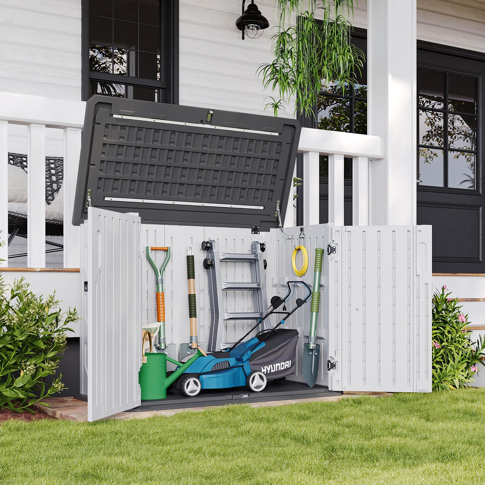 Outdoor Storage Cabinet 35 Cu.Ft Outdoor Trash Can Storage Shed
