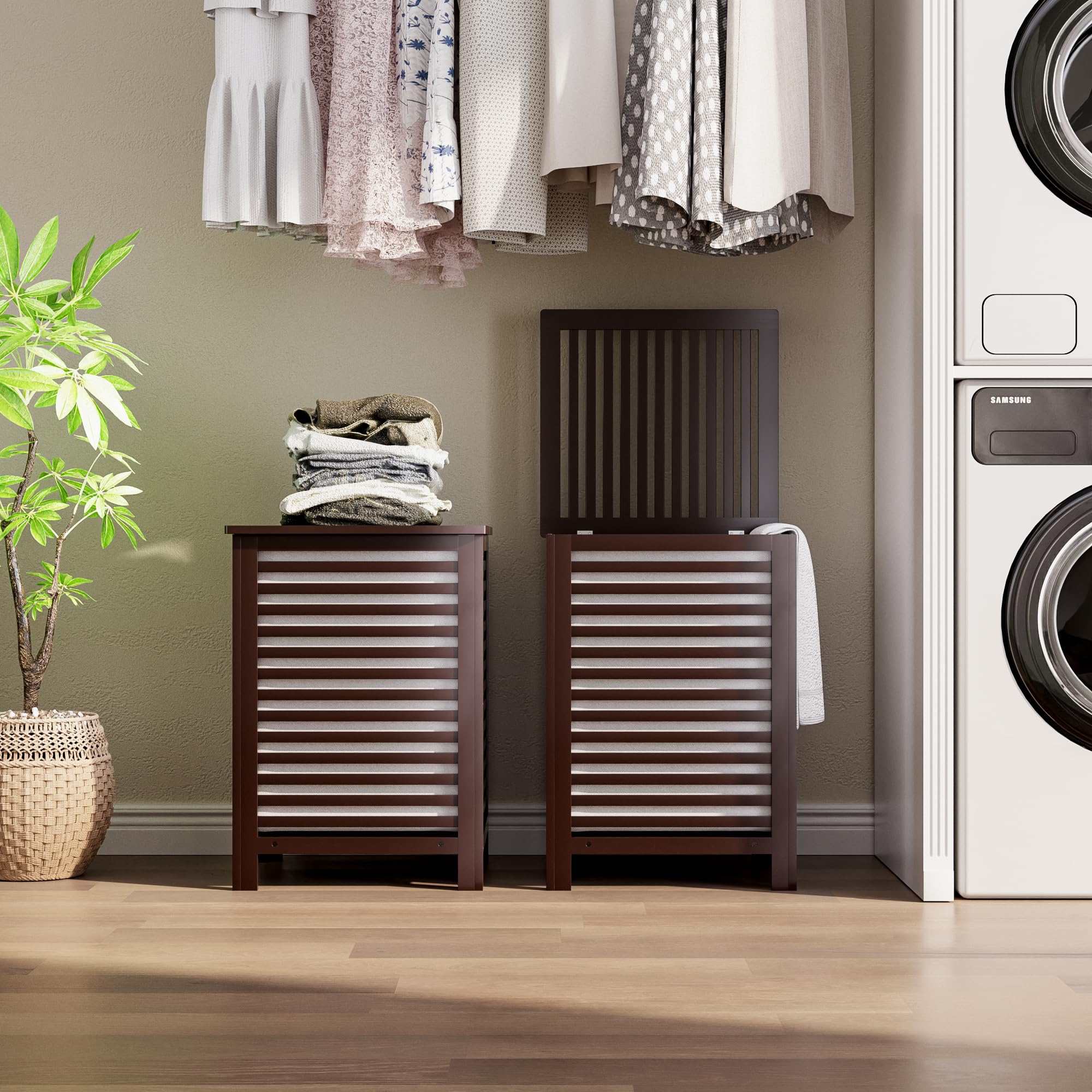 Double Laundry Hamper with Lid