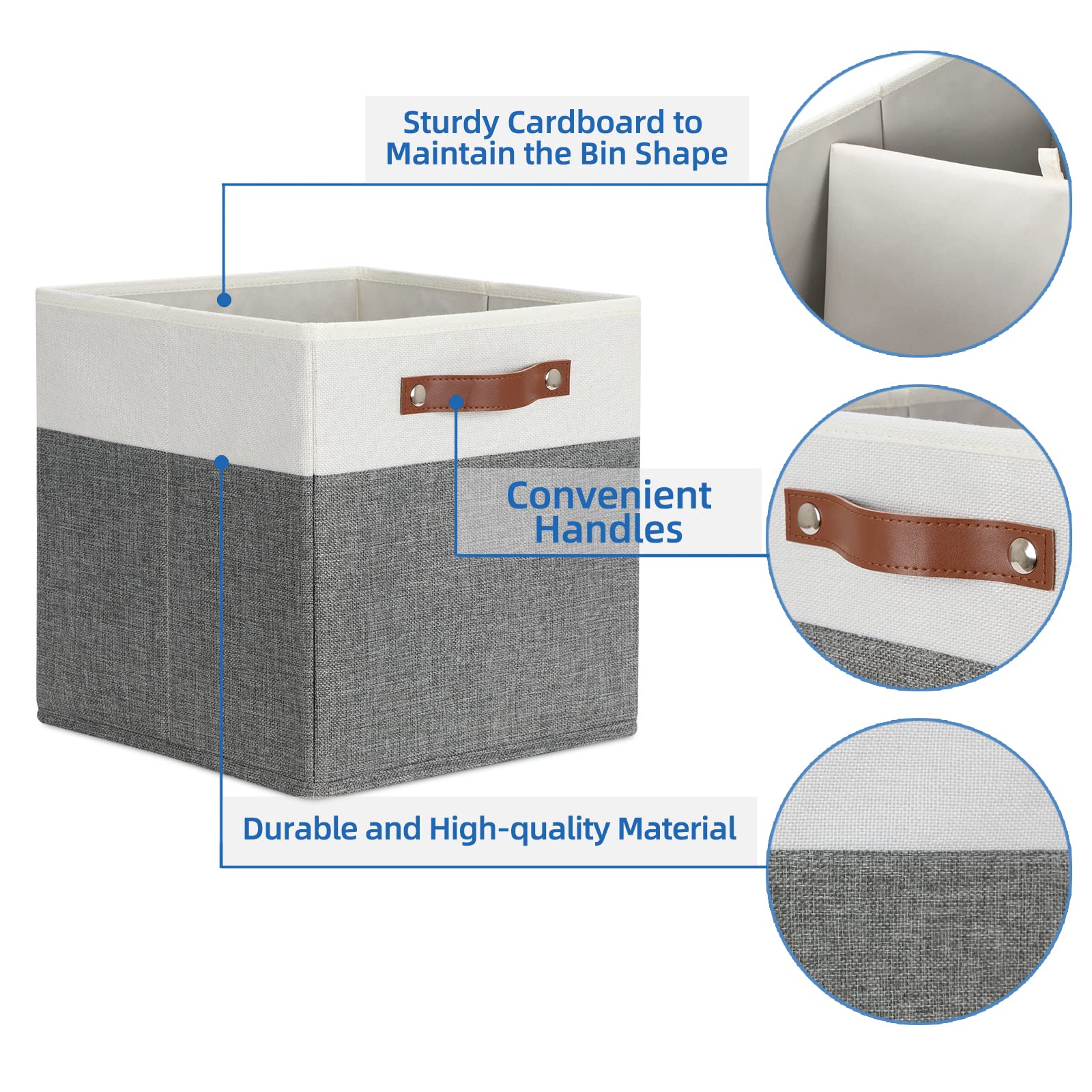 Storage Cubes 12x12 Fabric Cube Storage Bins Foldable Storage Baskets with Handles (4 Count)