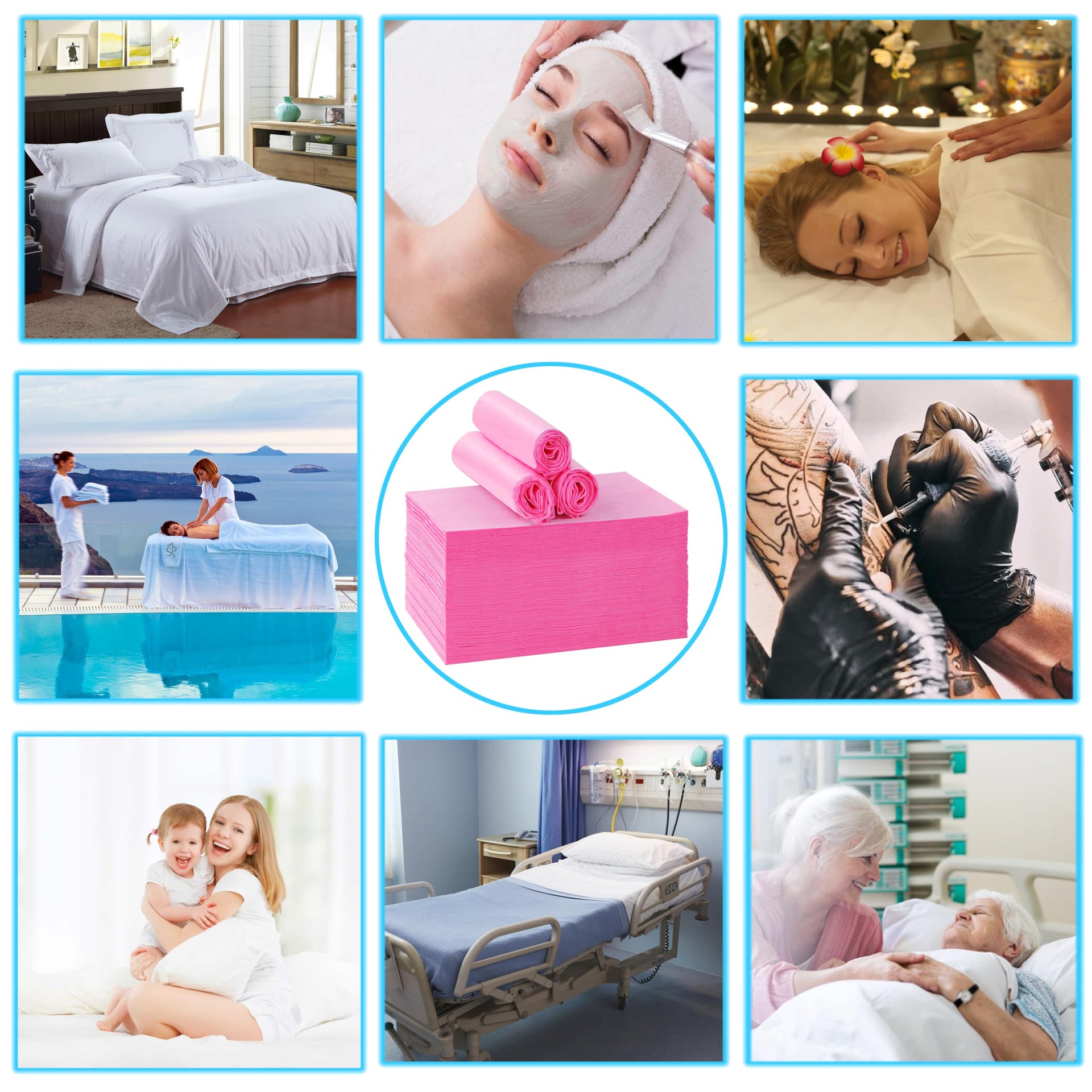 50 Pcs Disposable Bed Sheets 31" x 71" Massage Table Sheets Non Woven Fabric SPA Bed Cover Breathable for Massage Beauty Tattoos (50 Count)
