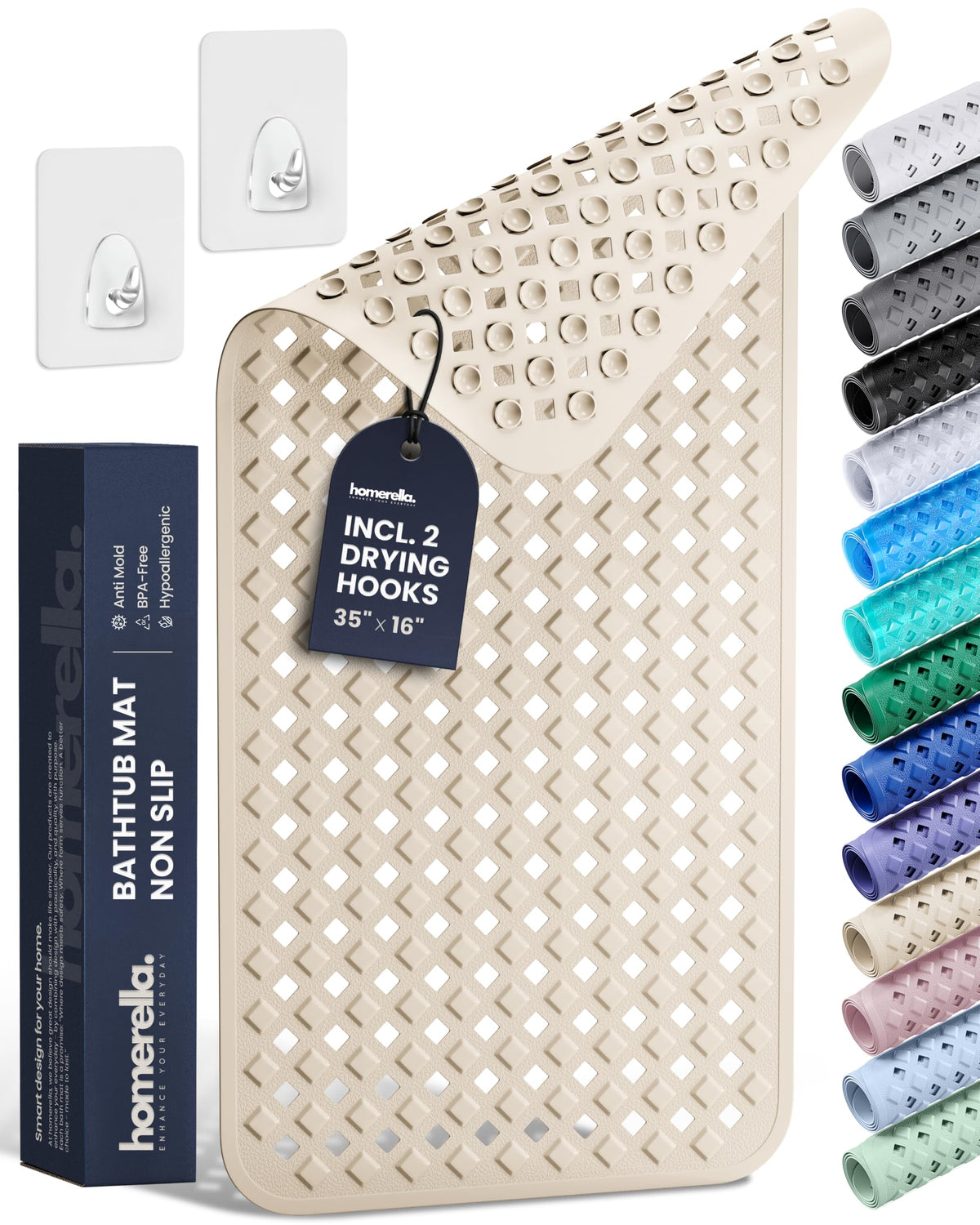 Bathtub Mat Non Slip 35x16 Shower Mat Non Slip Anti Mold BPA Free