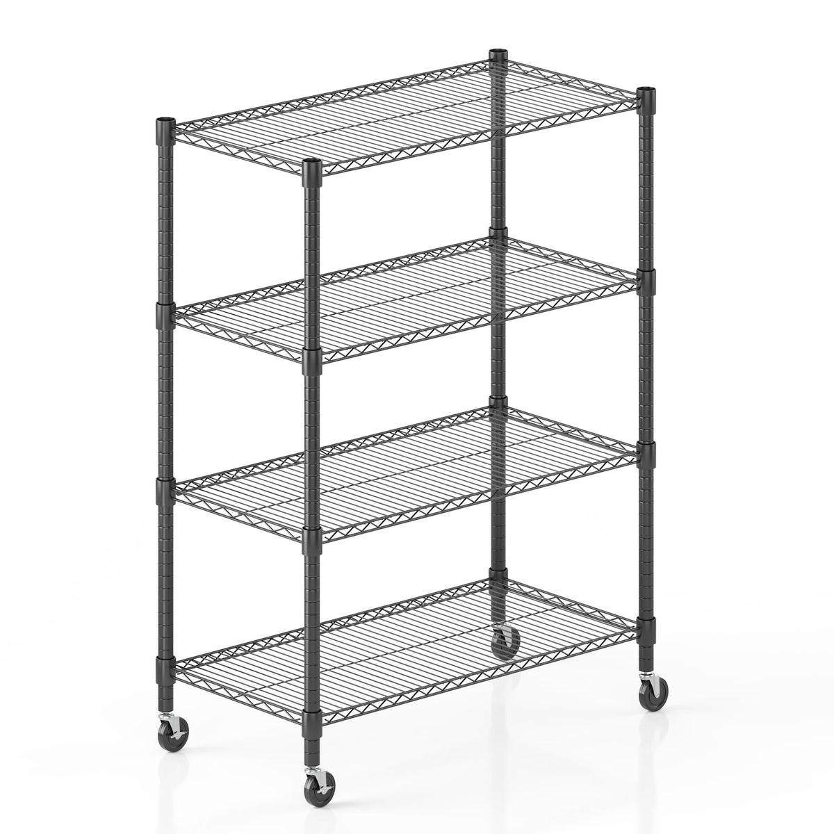 18" D×36" W×72" H Storage Shelves with Wheels Metal Wire Shelving Unit 4 Tier Adjustable Shelving Heavy Duty Garage Shelf Organizer Rack Loads 1600LBS