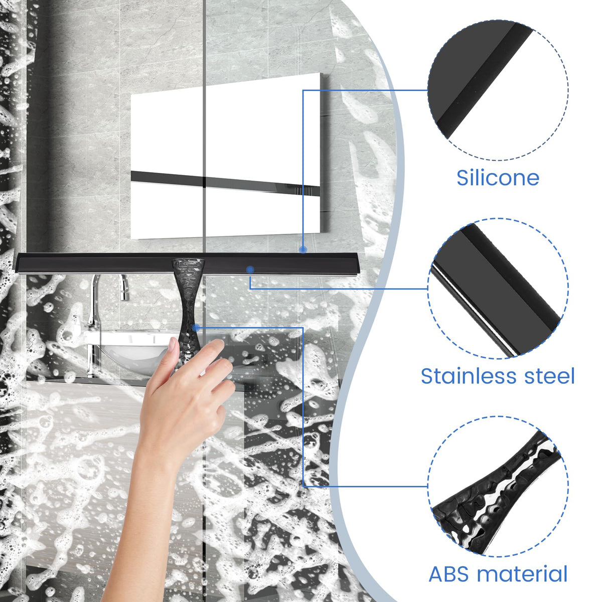 All Purpose Silicone Shower Squeegee for Shower Glass Door