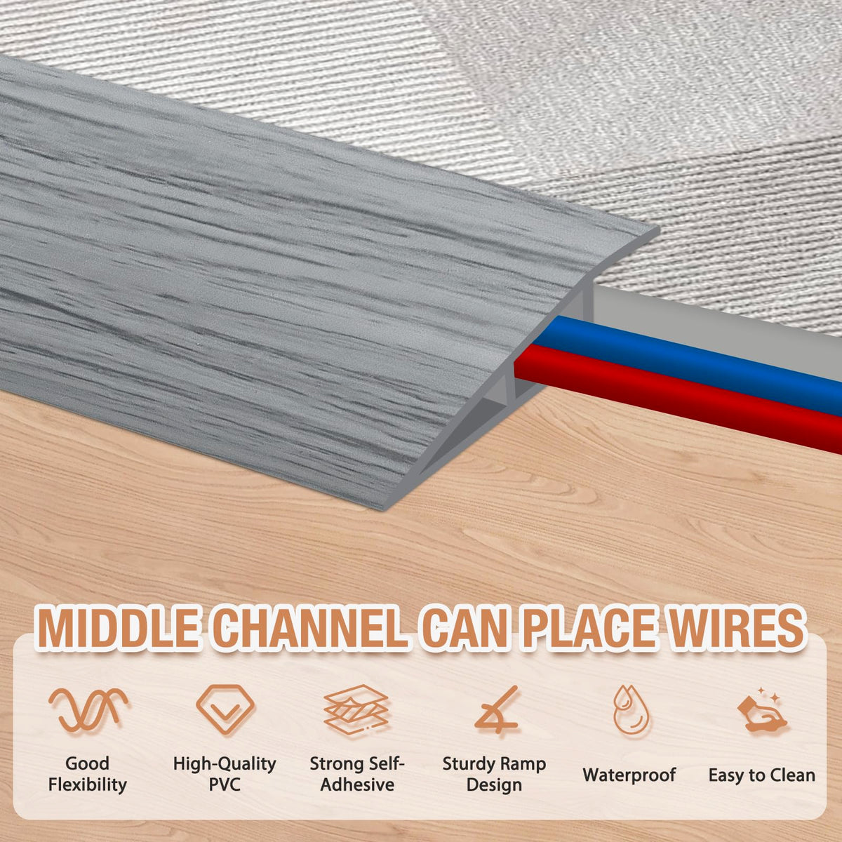 Floor Transition Strip Self Adhesive Vinyl Door Threshold Strip (6.6 Foot)