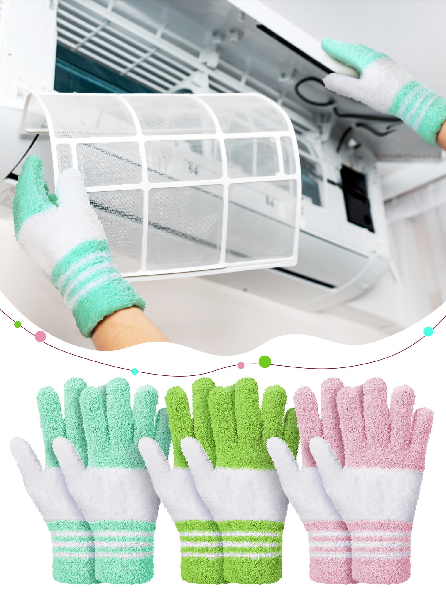 3 Pairs Microfiber Dusting Gloves for Plants Leaf (3 Count)