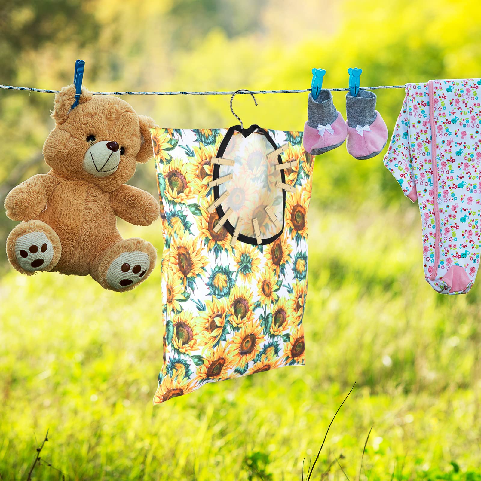 2 Pcs Sunflower Clothes Pin Bag Clothespin Bag Holder Clothespin Holder 15 X 11 Inch Clothes Pin Hanging Bag Clothespin Bag for Clothesline Outdoor Outside Wardrobe and Laundry Room (2 Count)