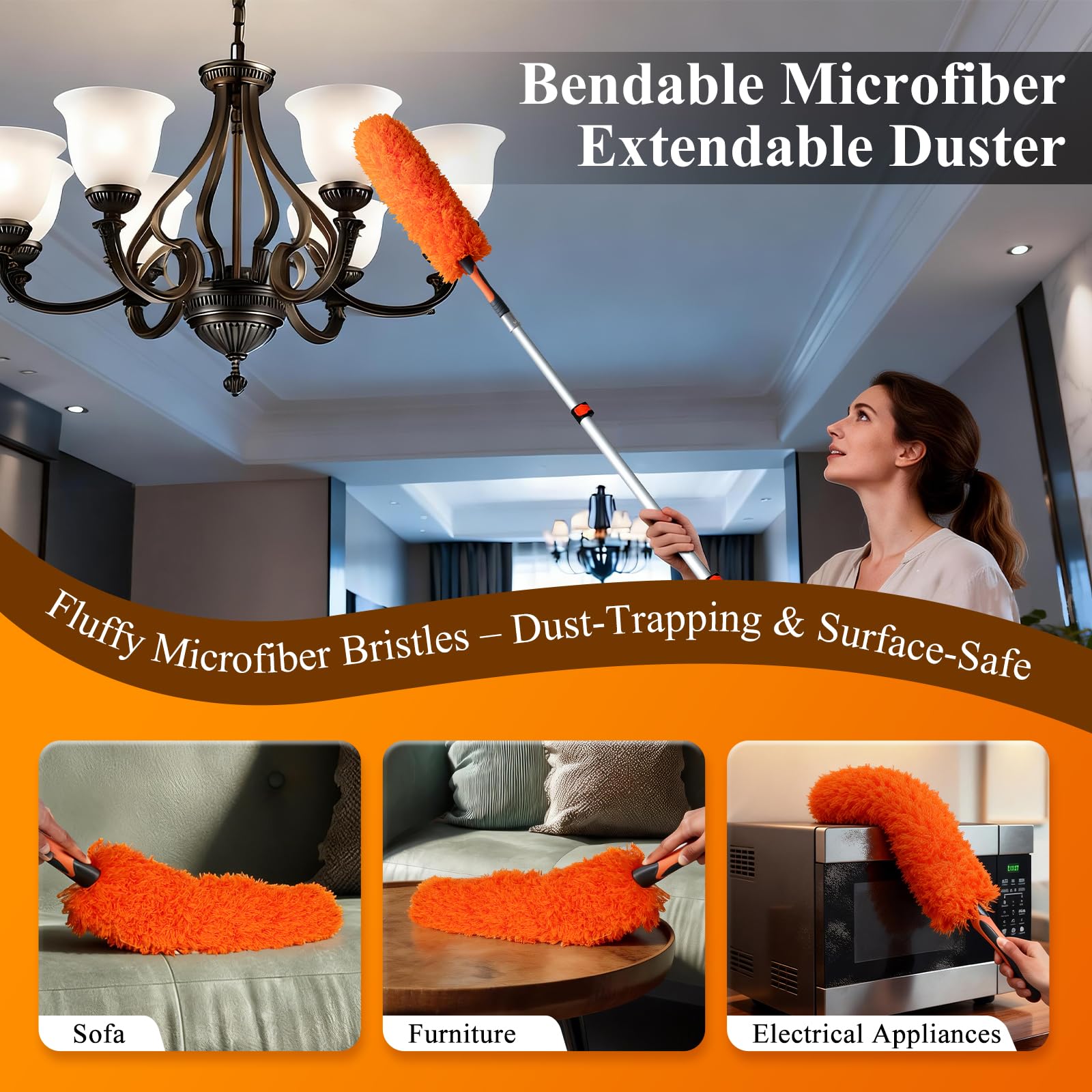 20ft Extendable Duster Kit for High Ceilings with Extension Pole