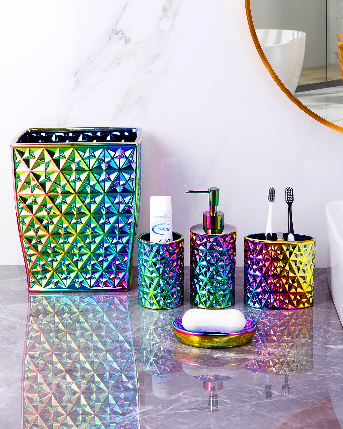 Colorful Bathroom Trash Can Small Wastebasket