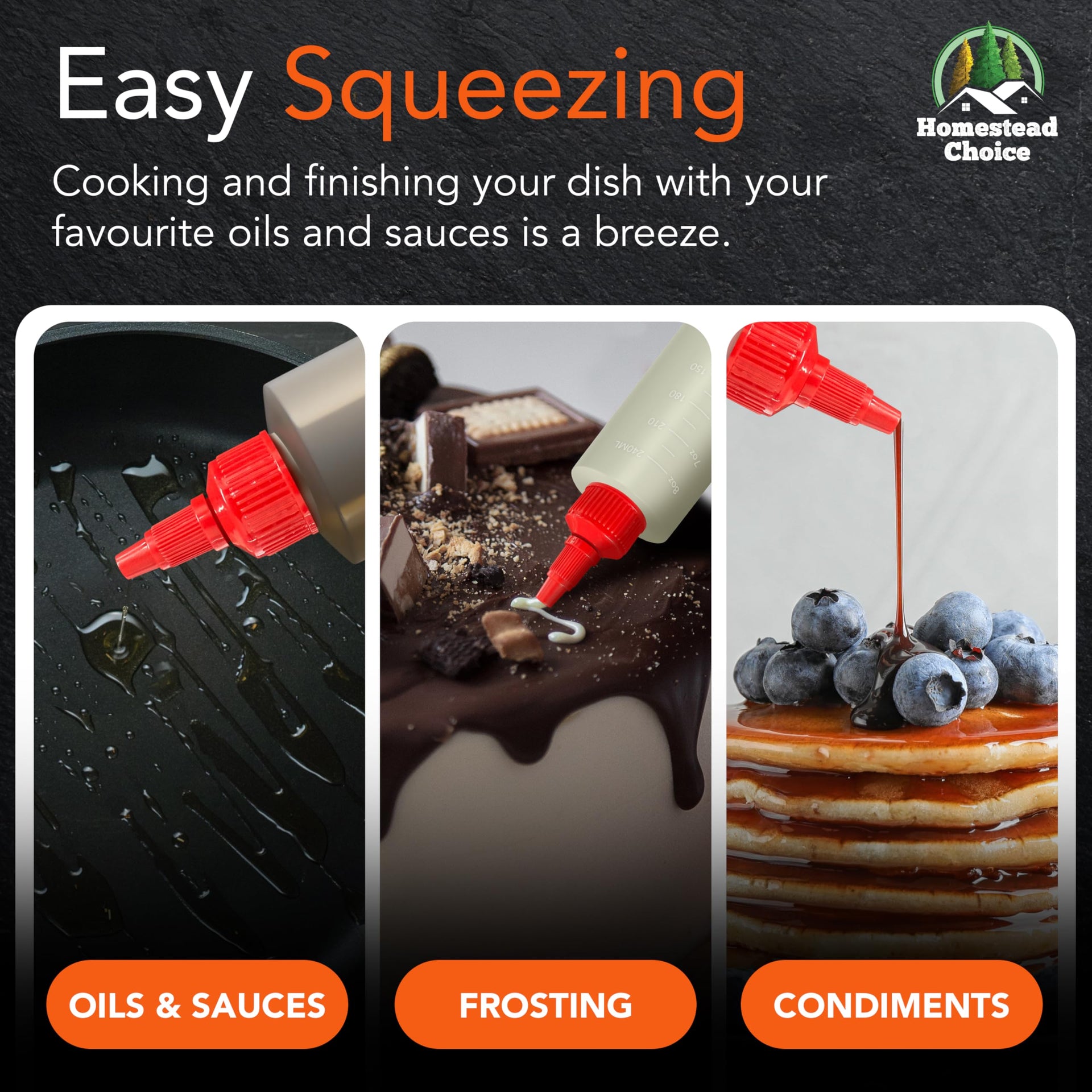 6 pack Plastic Squeeze Bottles for Sauces (6 Count)
