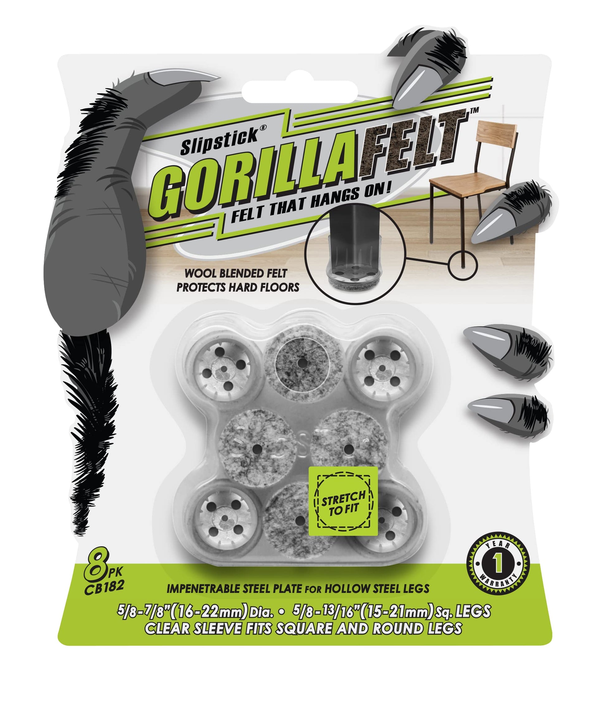 GorillaFelt Chair Leg Floor Protectors for Hardwood Floors