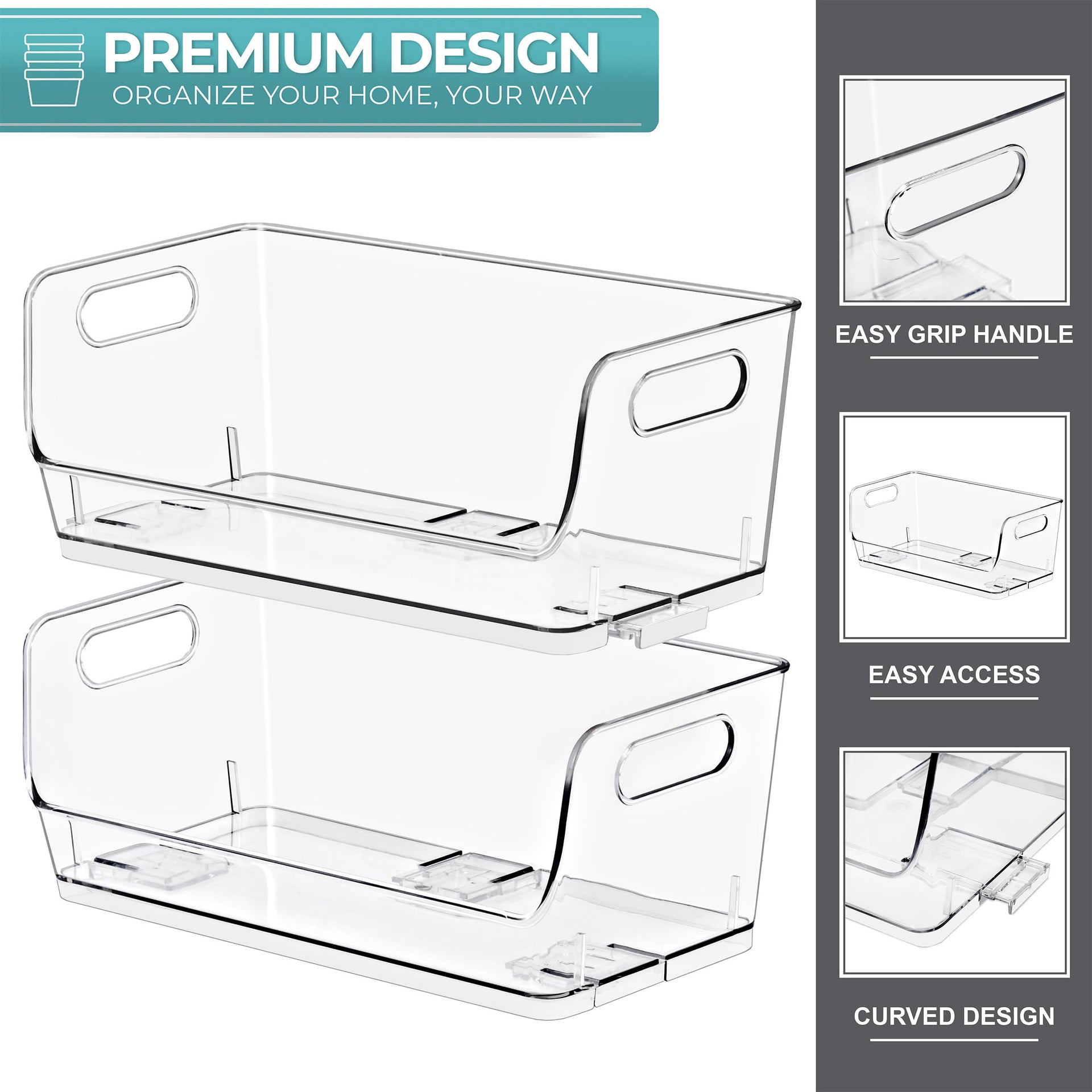 Stackable Storage Bins Open Front (2 Count)