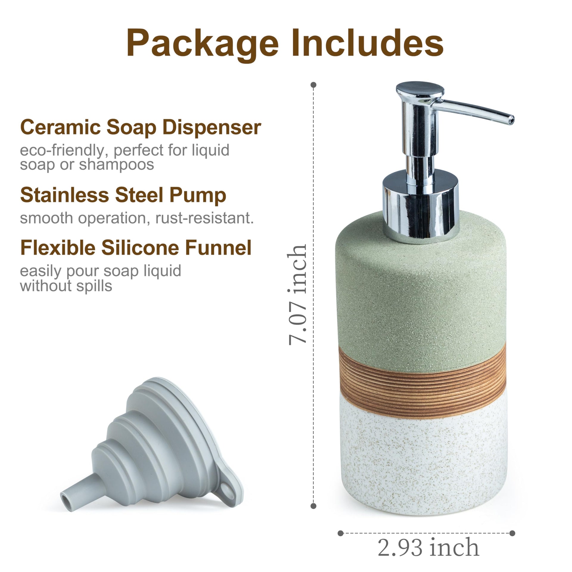Ceramic Dish Soap Dispenser for Bathroom Shower Hand Soap Dispenser
