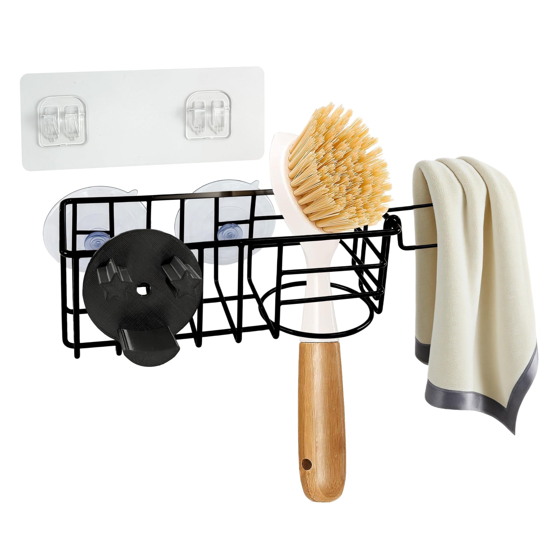 Sponge Holder Smile Face with Dish Cloth Hanger for Kitchen Sink
