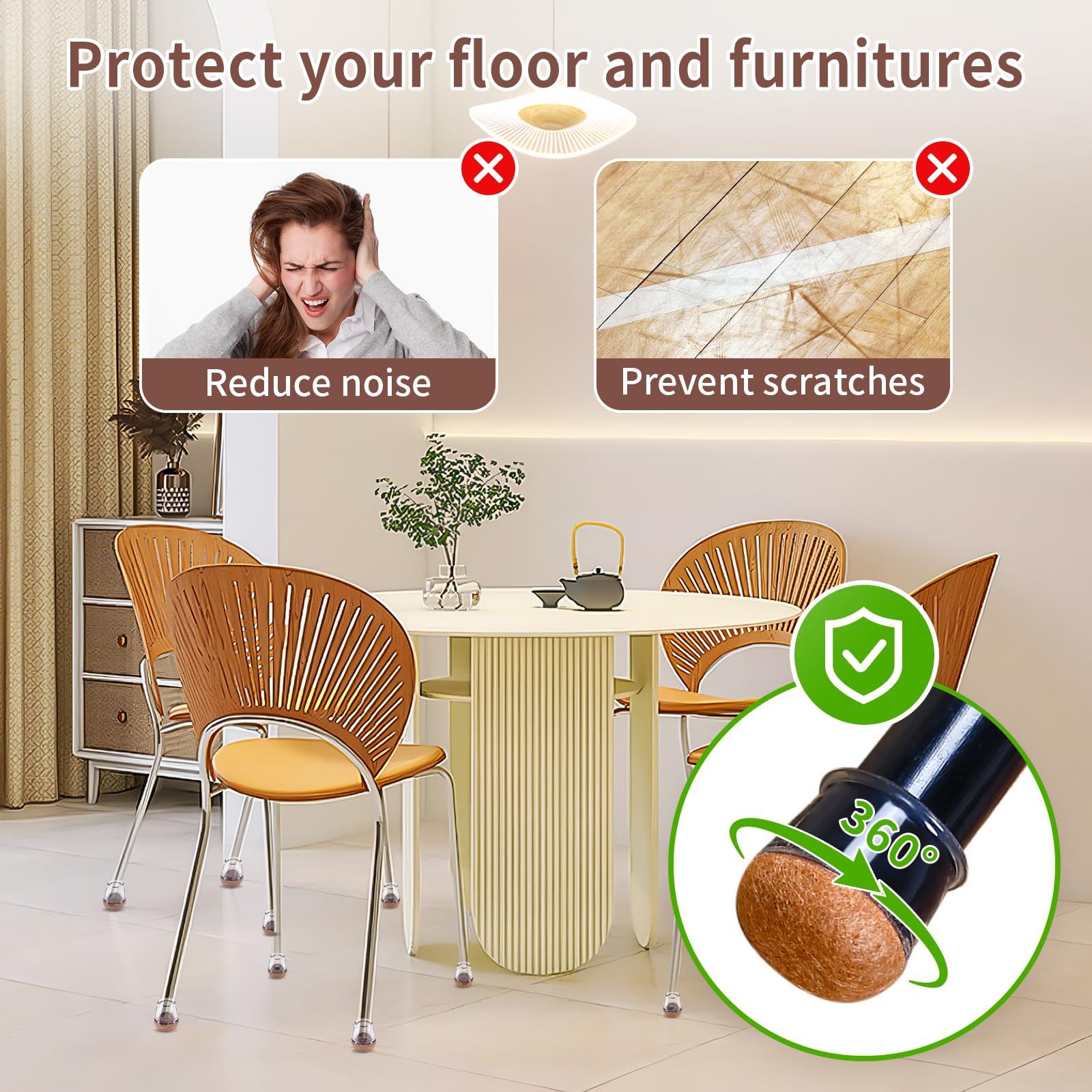 24 Pcs Extra Small Chair Leg Floor Protectors (24 Count)