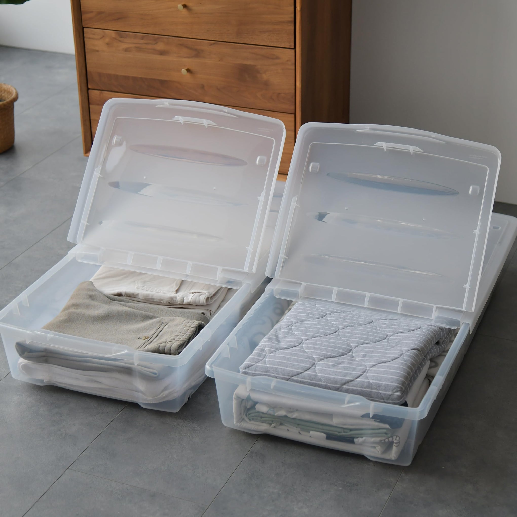 57 QT Plastic Storage Bins with Double (2 Count)