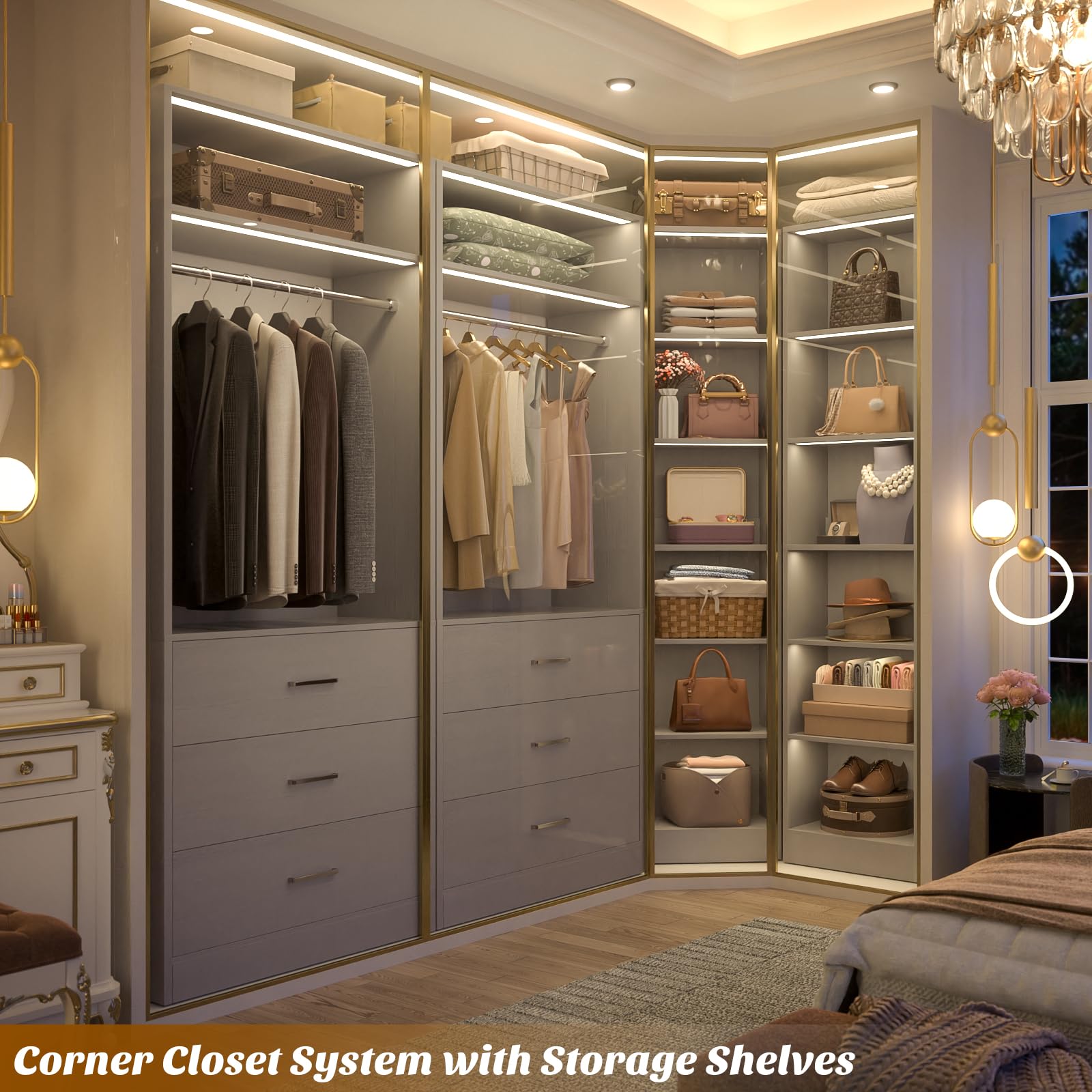 Closet System with 6 Drawers & 10 Shelves