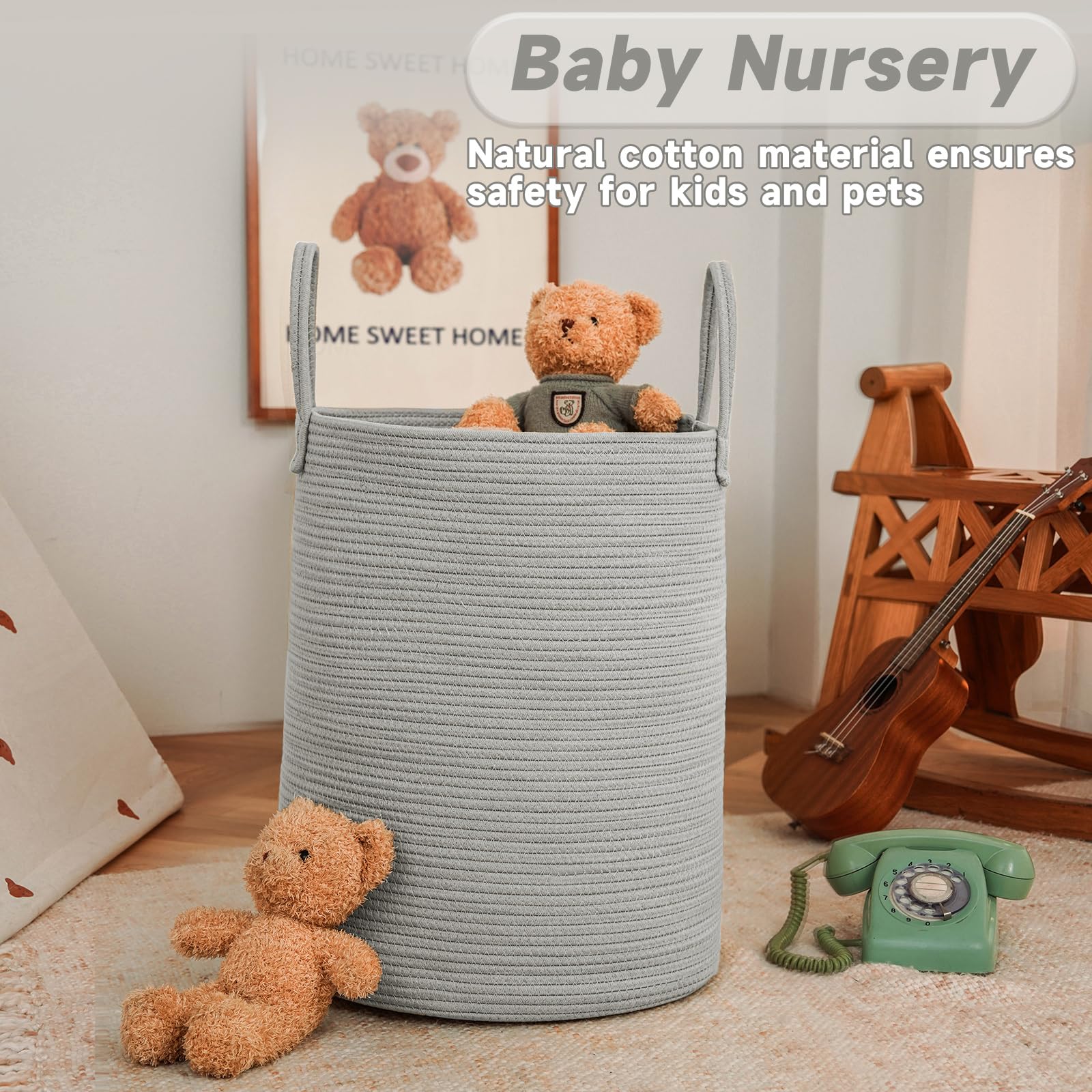 100L Cotton Rope Laundry Basket Hamper