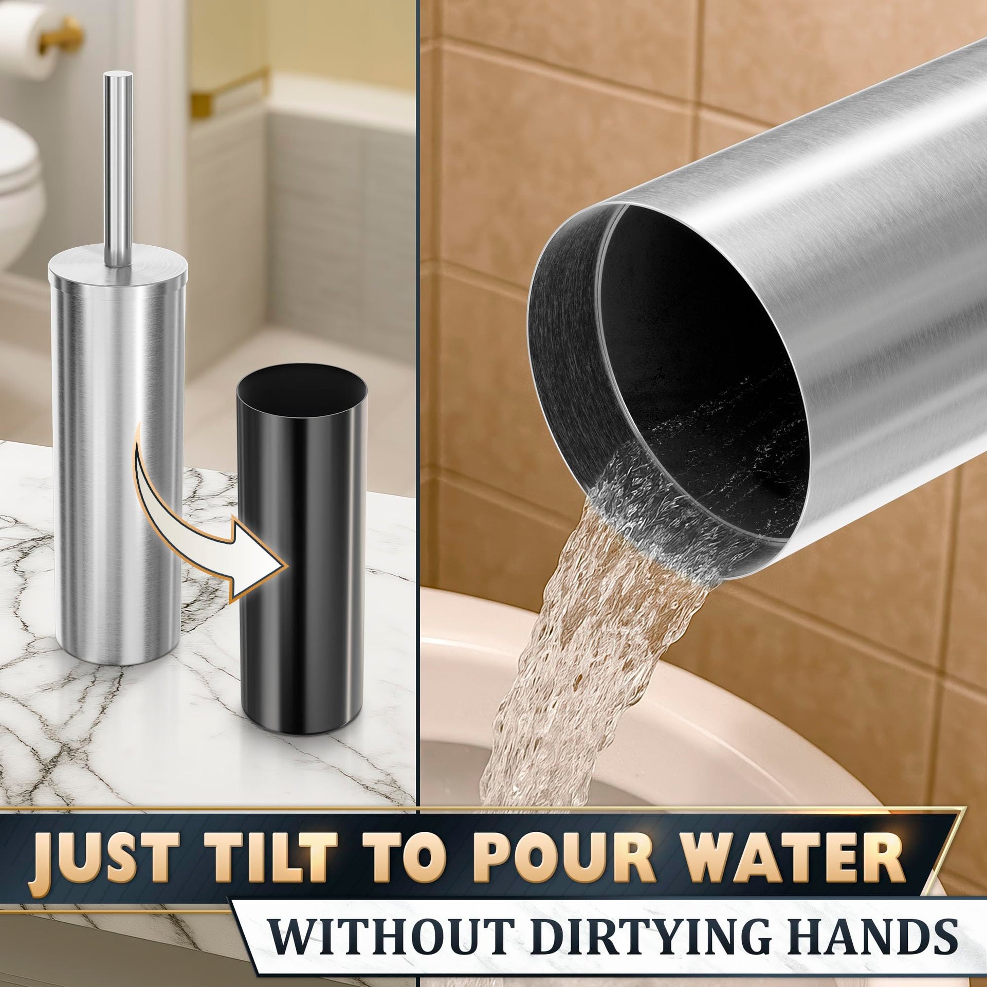 Stainless Steel Toilet Brush and Holder Set