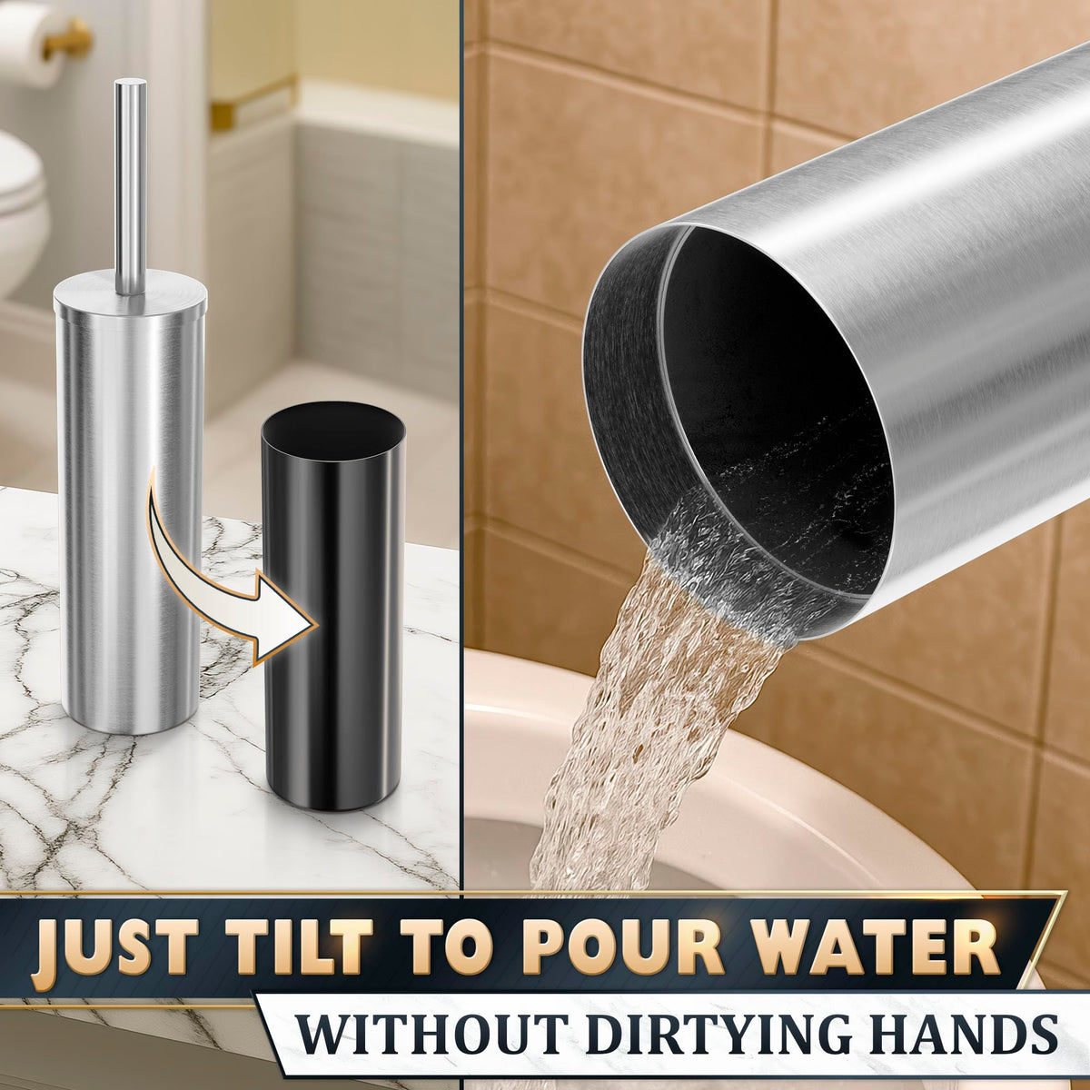 Stainless Steel Toilet Brush and Holder Set