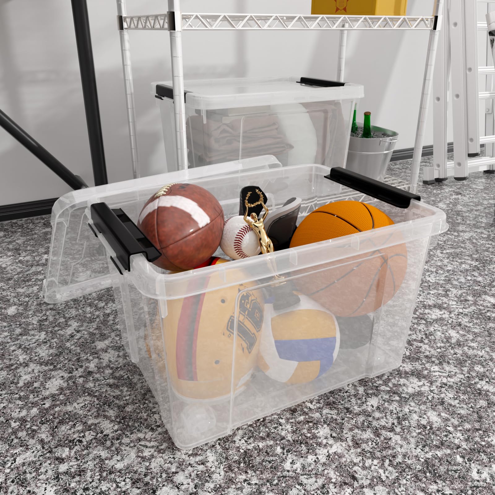 4 Pack 50 Qt Plastic Storage Bins with Lids (4 Count)