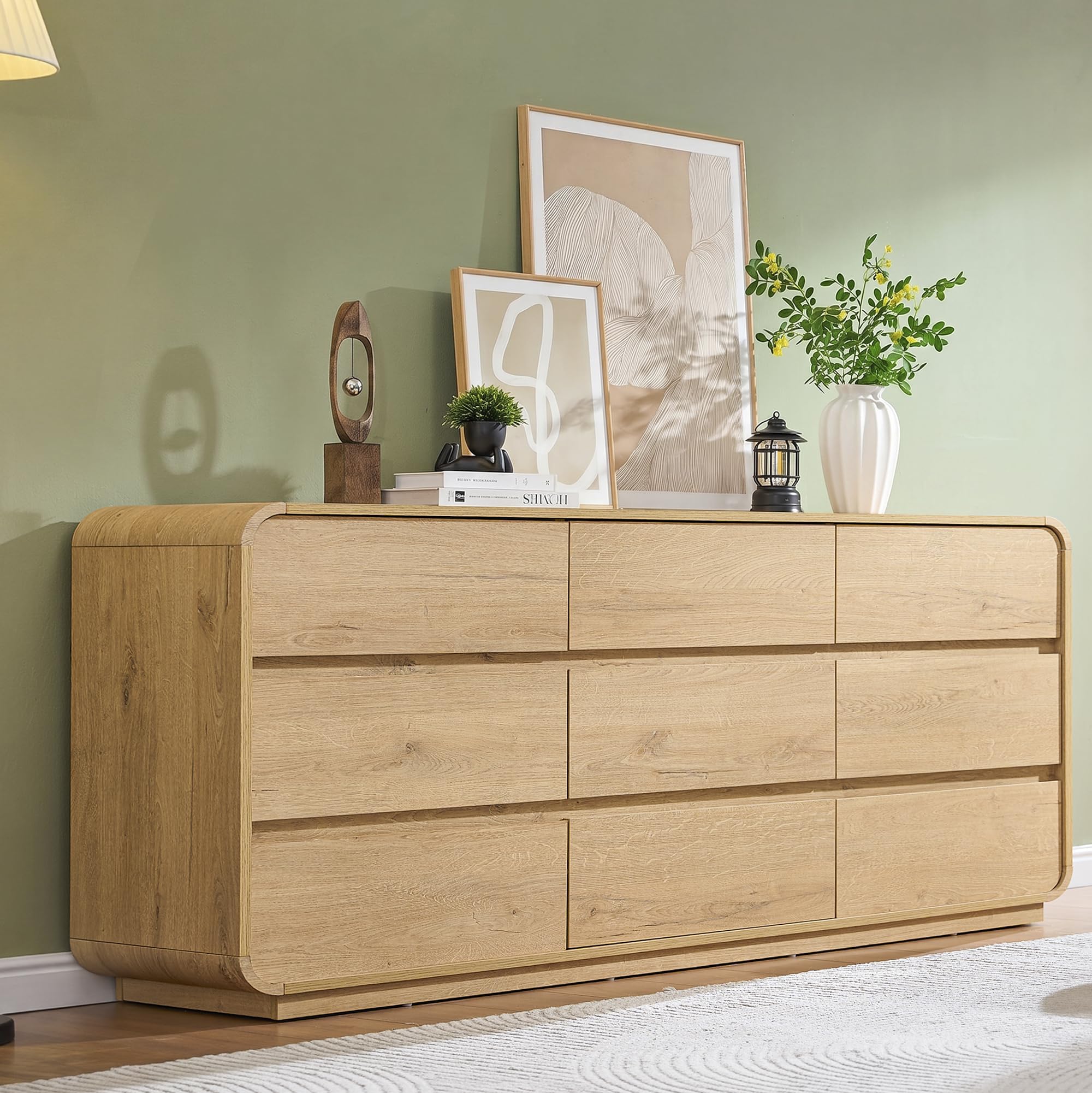 Natural Dresser for Bedroom with 9 Drawers