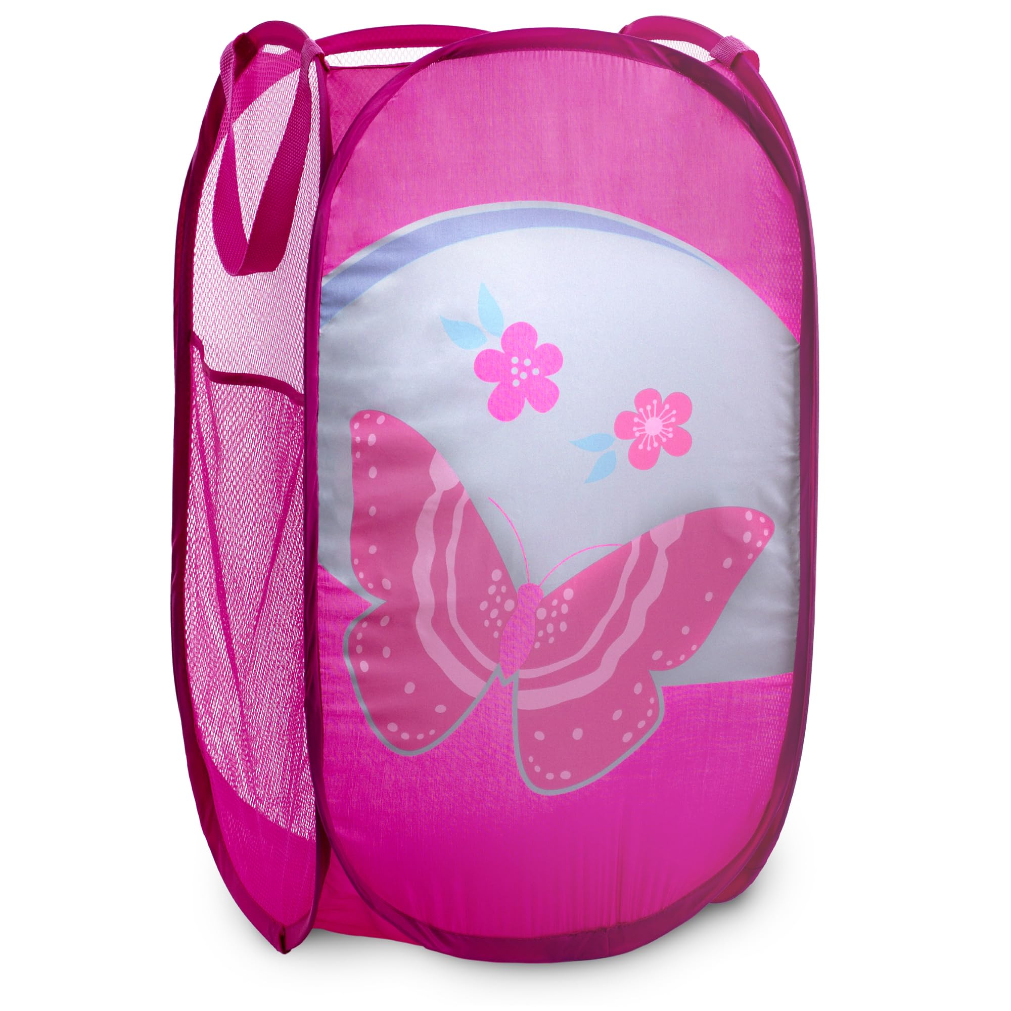 Collapsible Mesh Pop Up Hamper with Wide Opening and Side Pocket