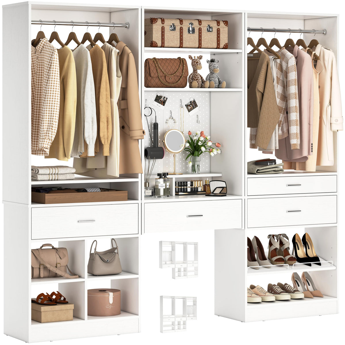 75" Modular Closet System with Magnetic Pegboard (3 Count)