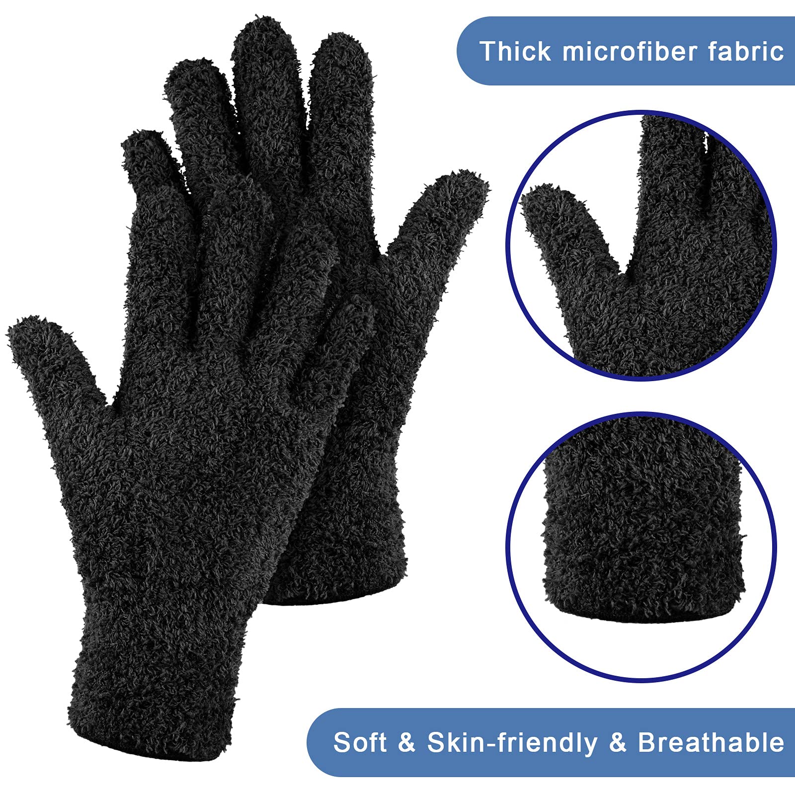 3 Pairs Microfiber Dusting Gloves for Plants Leaf