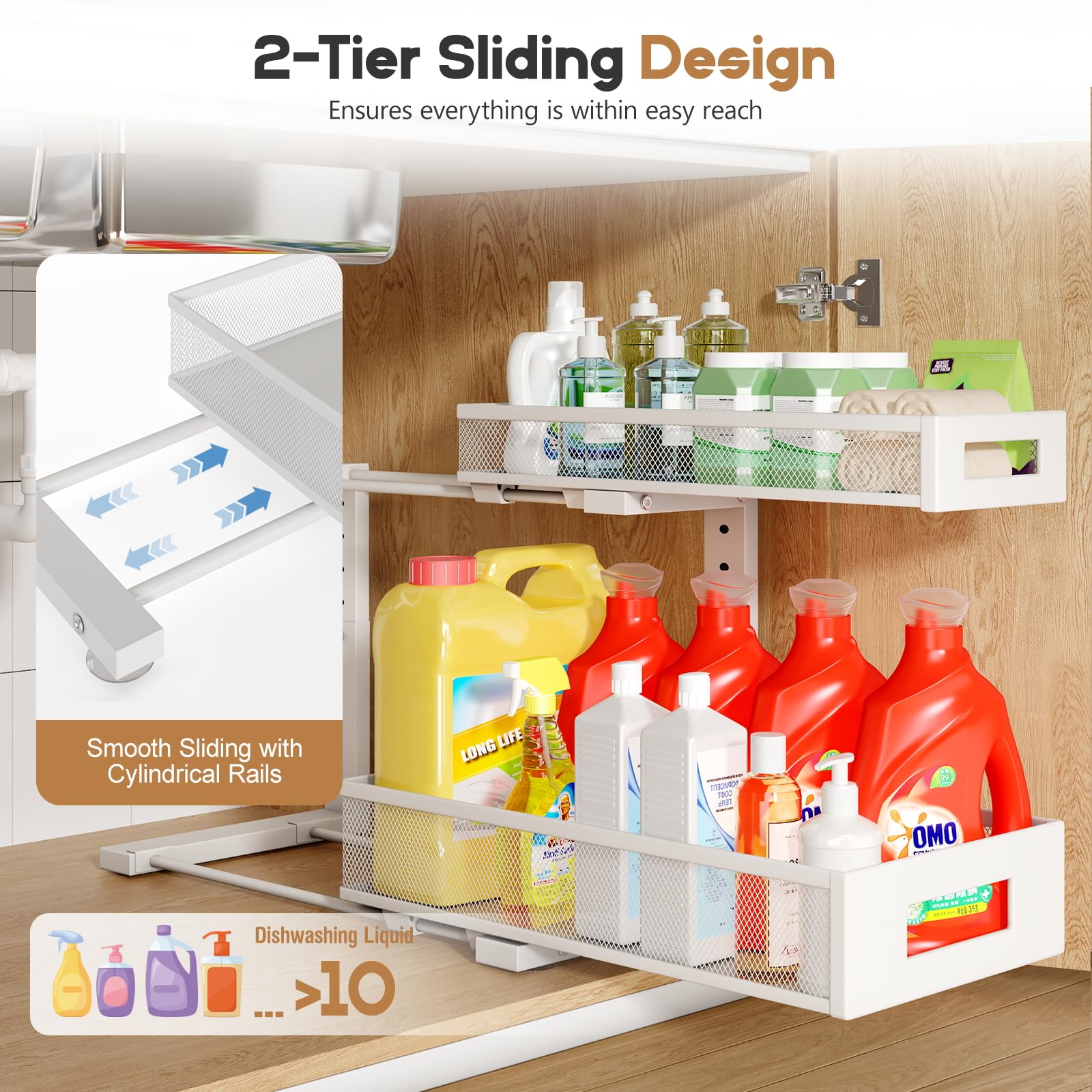 2 Pack 17IN Depth Under Sink Storage Organizer (2 Count)