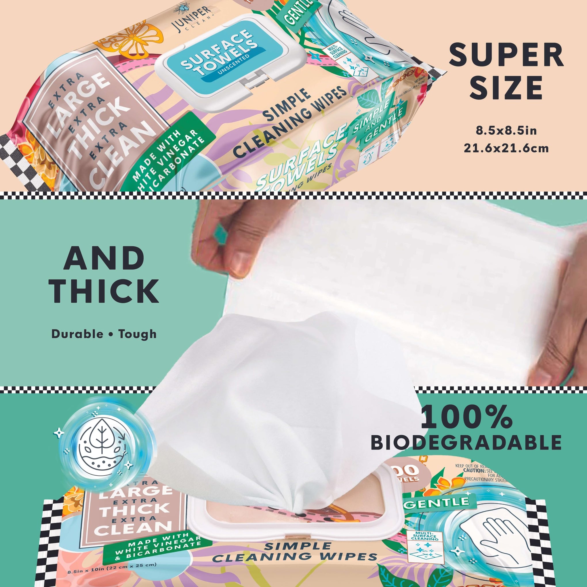 6 Packs Surface Cleaning Wipes Bleach Free (600 Count)