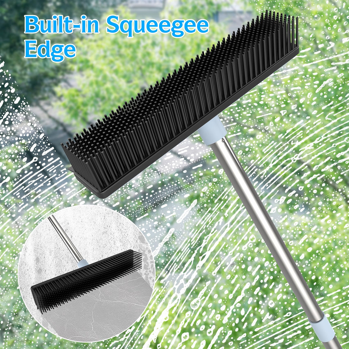 Rubber Broom Carpet Rake for Pet Hair Removal