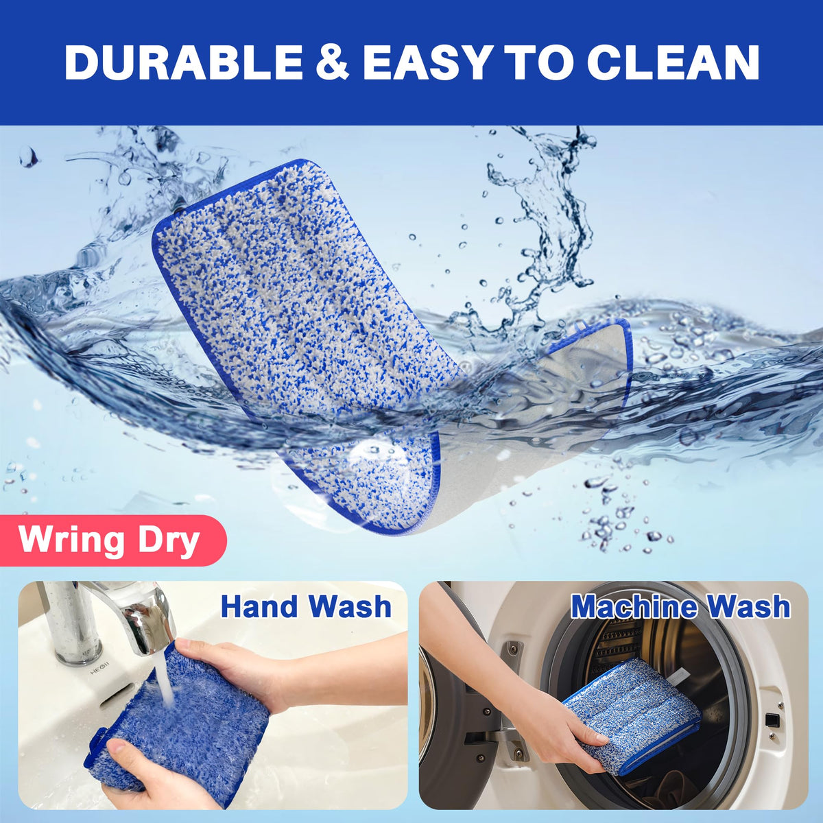 Replacement Mop Pads for Flat Mop Bucket System (4 Count)
