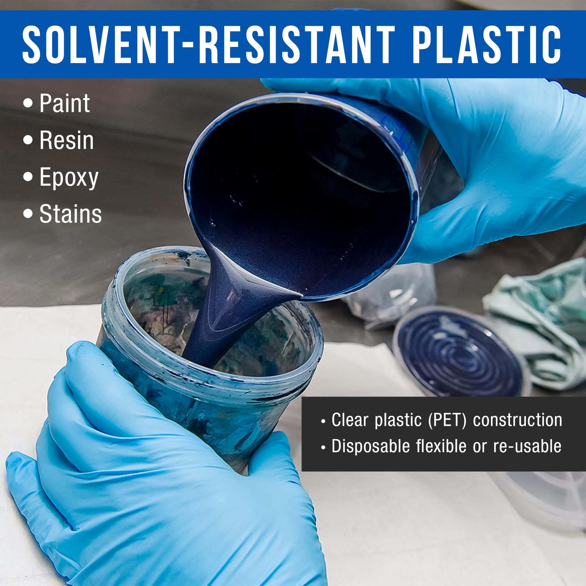 20 oz. (600ml) Graduated Plastic Mixing Cups - Box of 25 - Disposable Plastic Measuring Cups for Liquids, Paints, Resin, Epoxy, Art, Kitchen - Ratios 2-1, 3-1, 4-1 ML