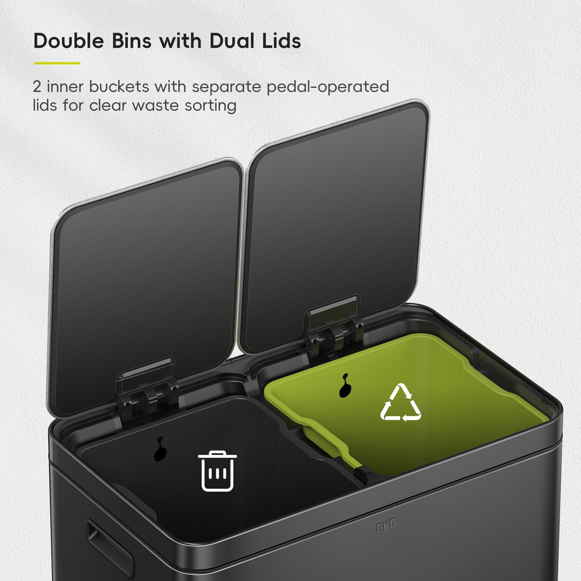 Edison 8+8 Gallon Dual Trash Can for Recycling and Trash