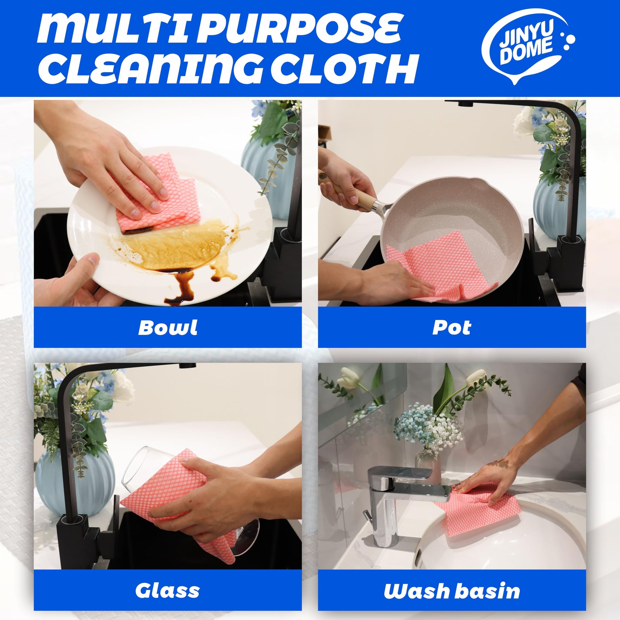 Disposable Kitchen Cleaning Cloths Dish Towels Dish Cloth Reusable Cloths for Kitchen (100 Count)