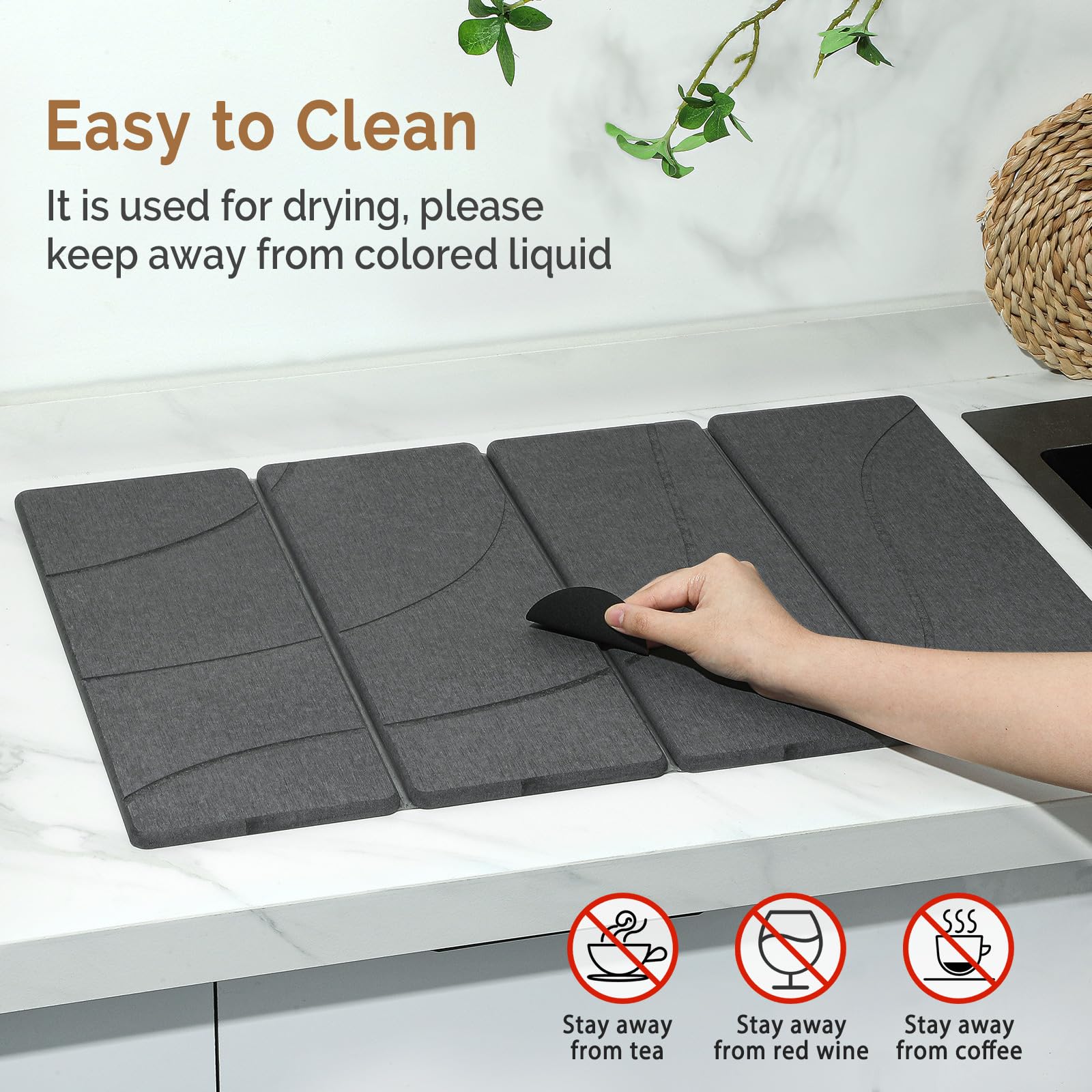 Large Stone Dish Drying Mat for Kitchen Counter (2 Count)