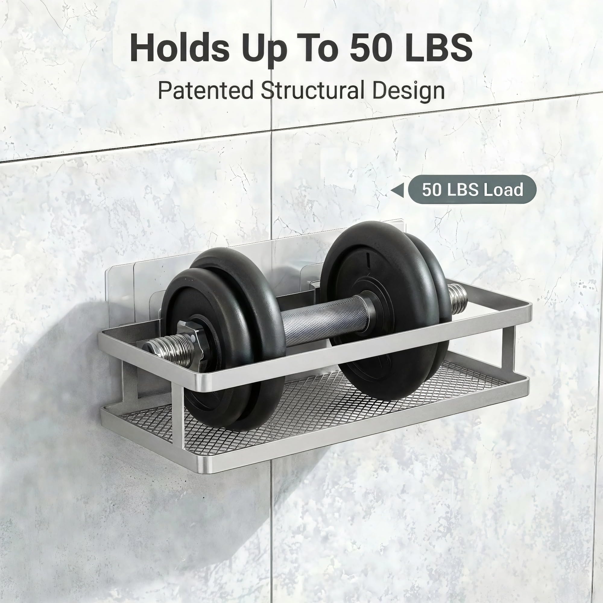 2 Pack Minimalist Shower Caddy Wall Mount (2 Count)