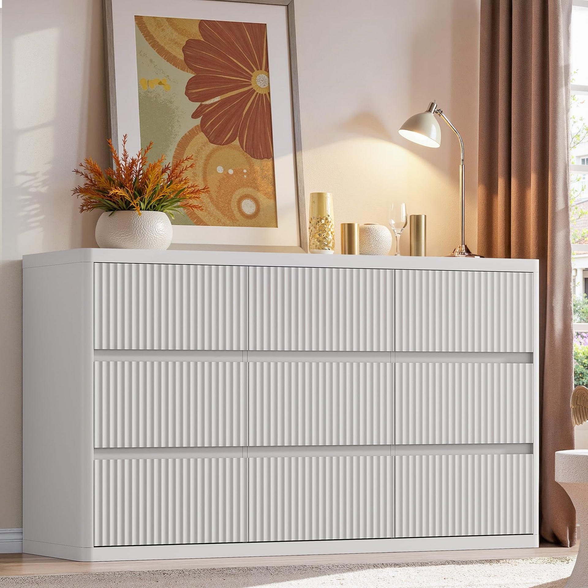 White 9 Drawers Dresser