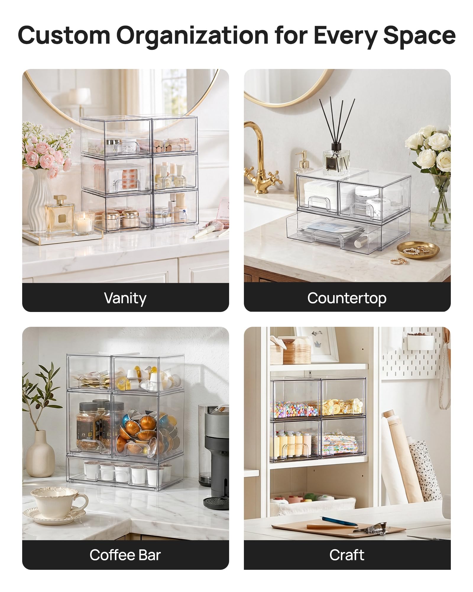 Clear Stackable Storage Drawers Set of 7 (7 Count)