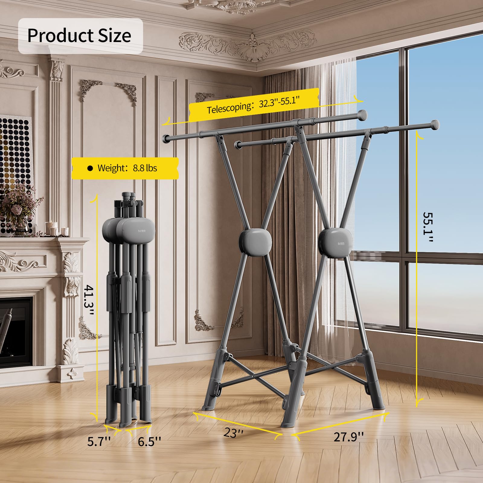 Clothes Drying Rack Heavy Duty Clothing Racks Foldable Laundry Rack Two Drying Modes Garment Racks for Drying Clothes